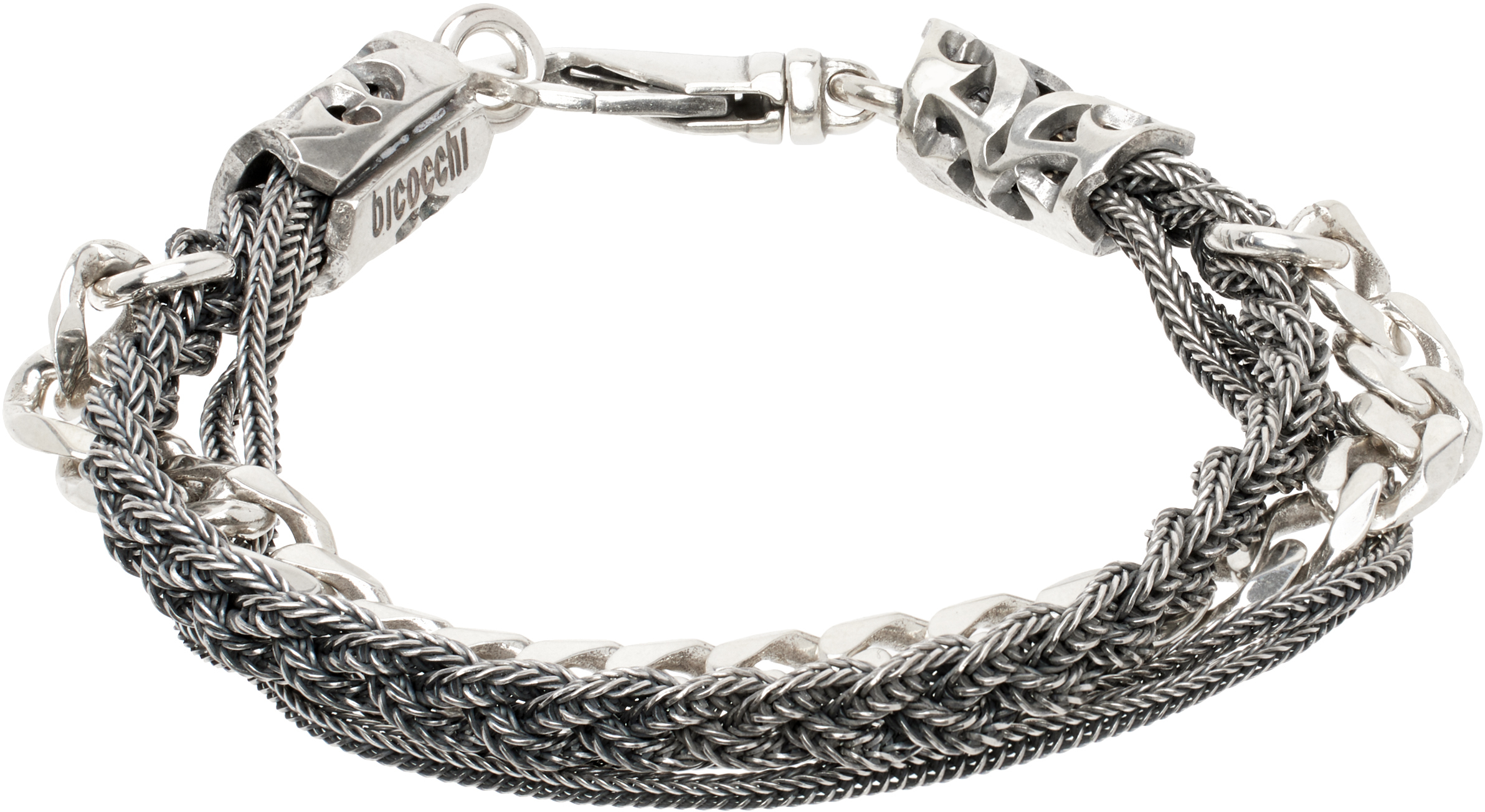 Silver Double Braided Chain Bracelet