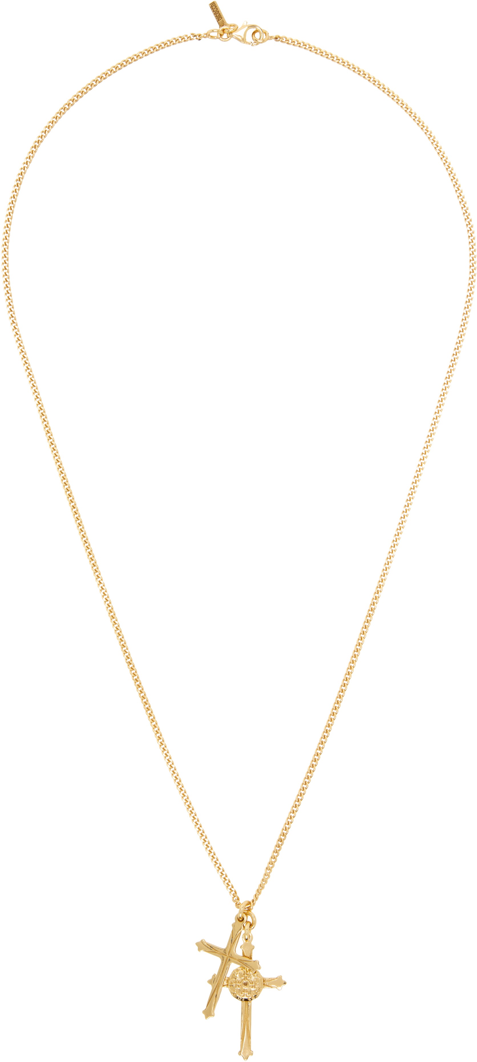 Gold Double Cross Necklace