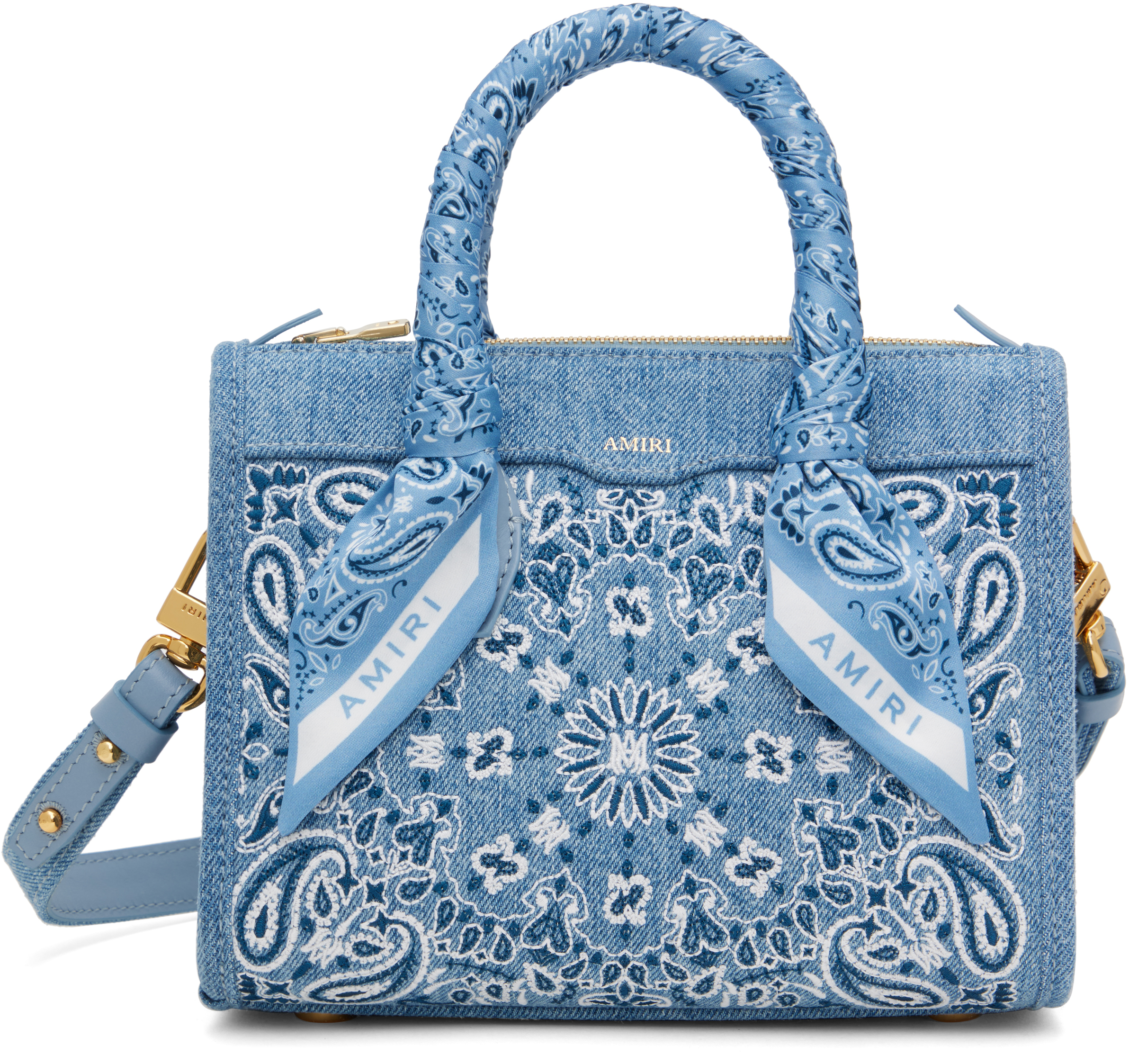 Blue Denim Bandana Micro Triangle Bag