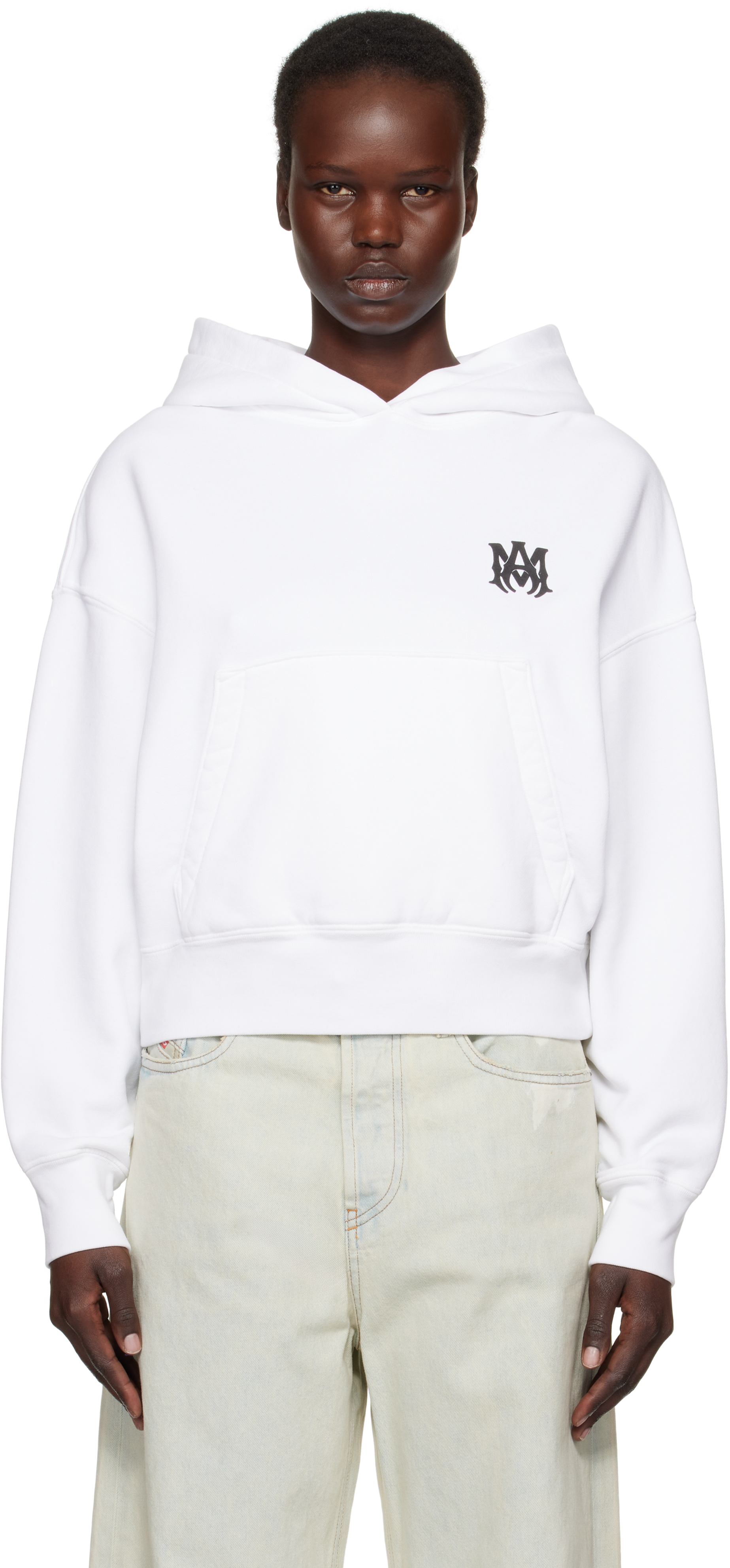 White MA Core Logo Hoodie