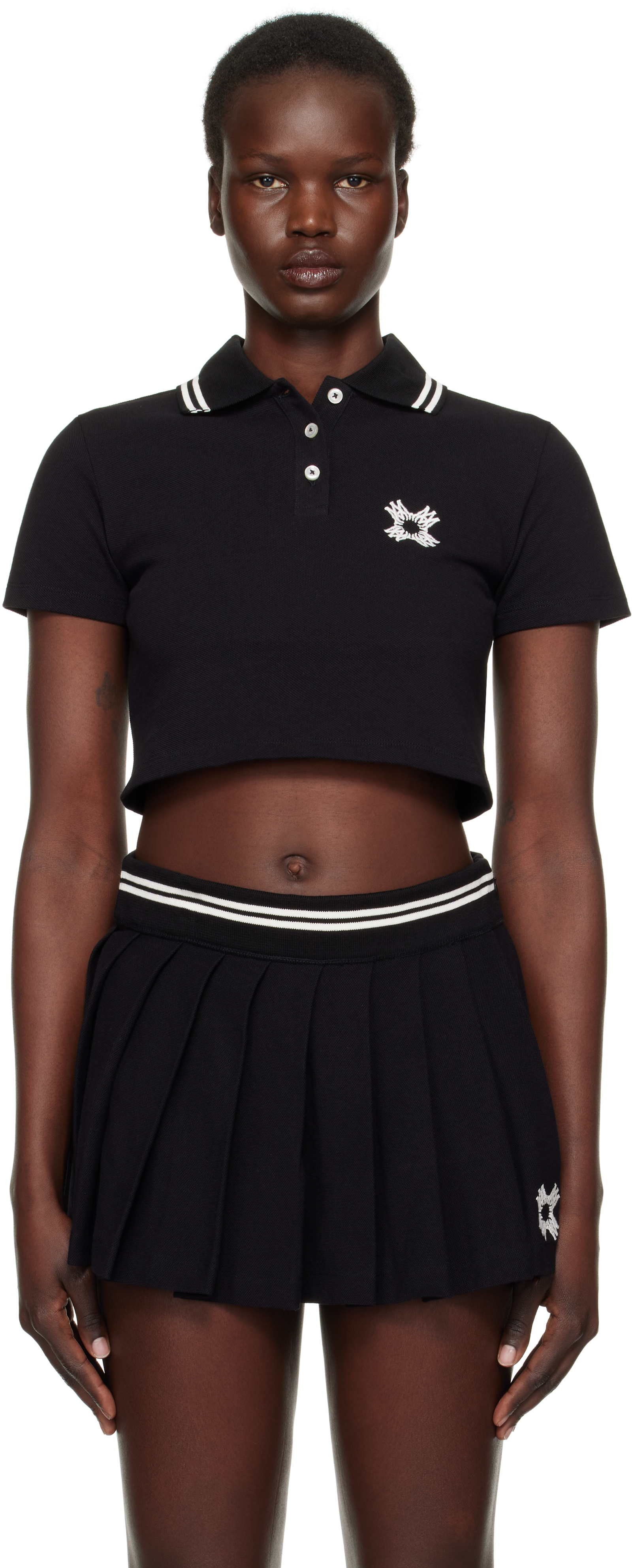 Black MA Quad Cropped Polo