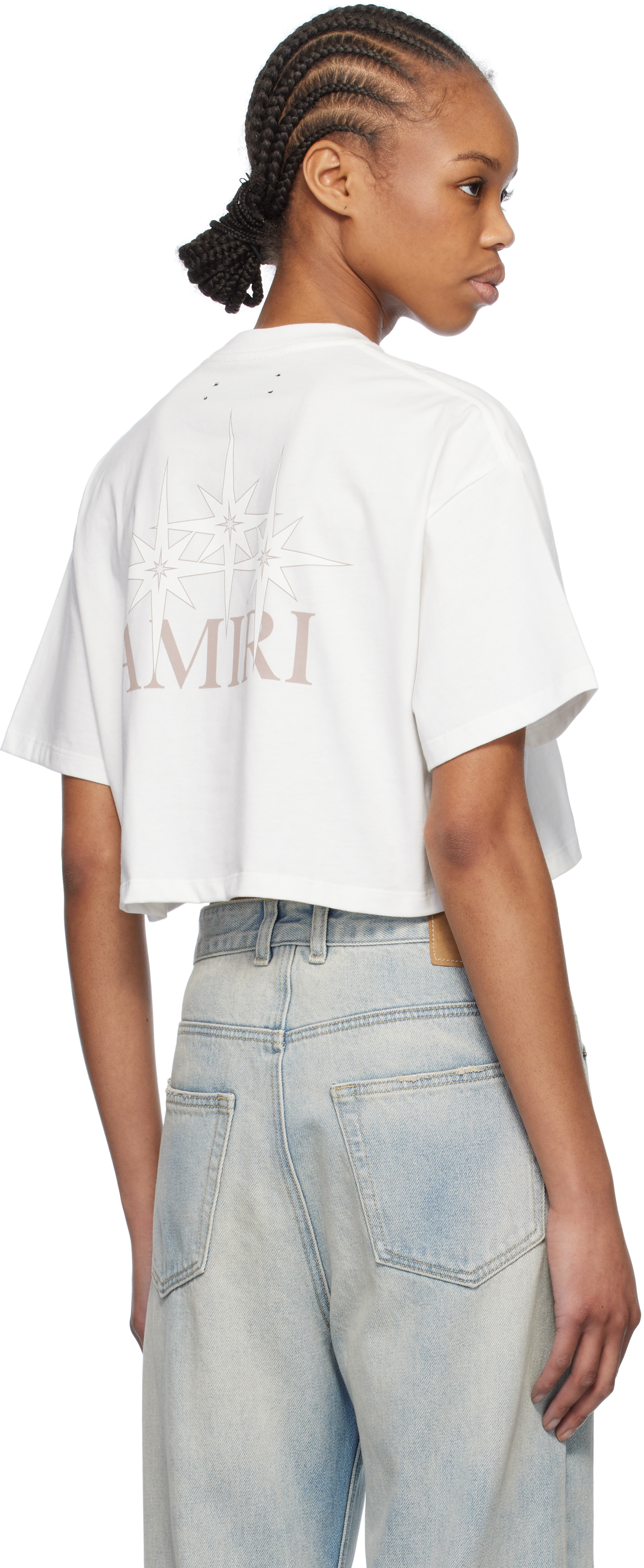 Amiri White Starburst Cropped T-shirt In Ivory