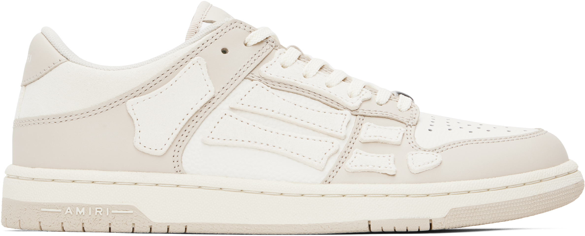 White & Beige Skel-Top Low Sneakers