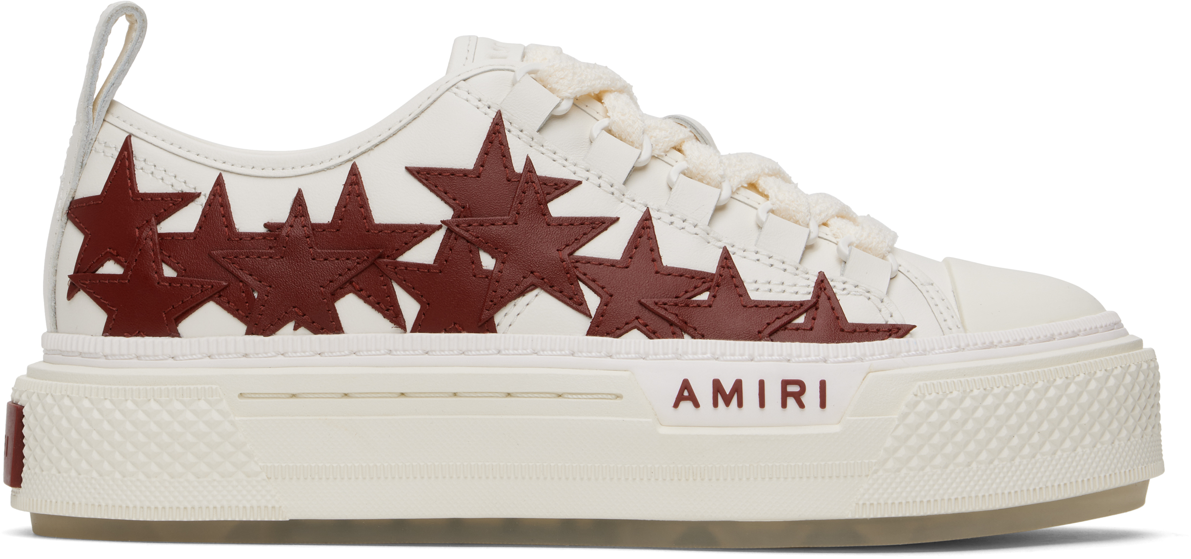 White 
Burgundy Stars Court Low Sneakers