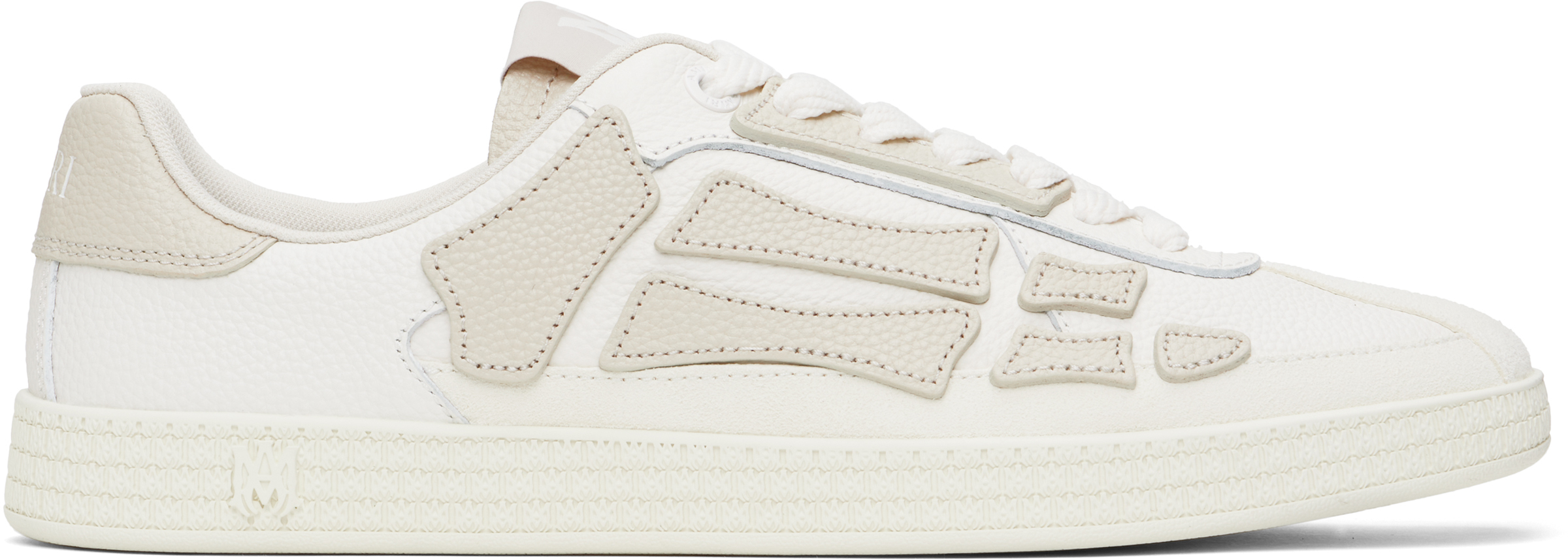 【関税込み】AMIRI オフホワイト Pacific Bones スニーカー Amiri Pacific Bones Mixed Leather Sneakers - Bergdorf Goodman