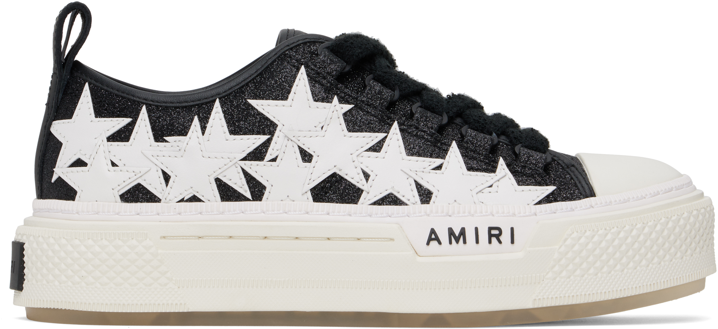 Black Glitter Stars Court Low Sneakers