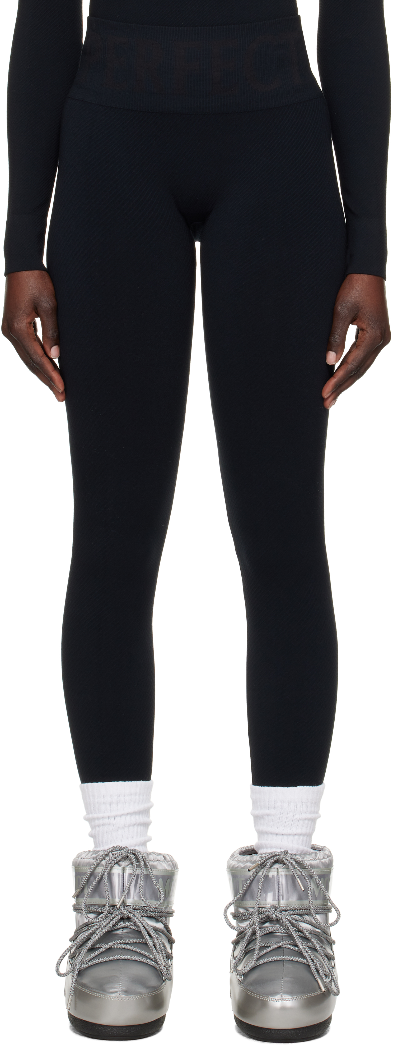 Black Seamless Sport Leggings by Perfect Moment on Sale
