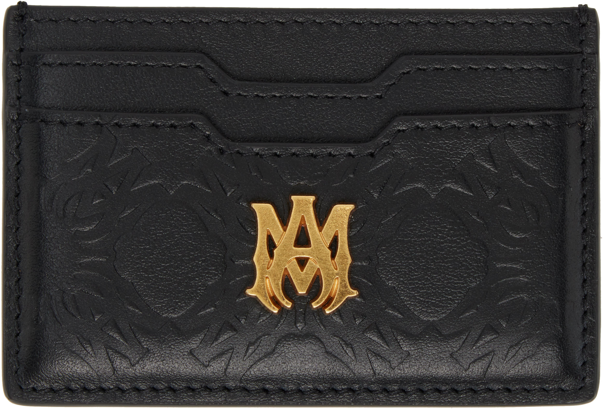 Amiri MA QUAD レザー カードホルダー イタリア製 AMIRI: Black 'MA' Quad Leather Card Holder | SSENSE