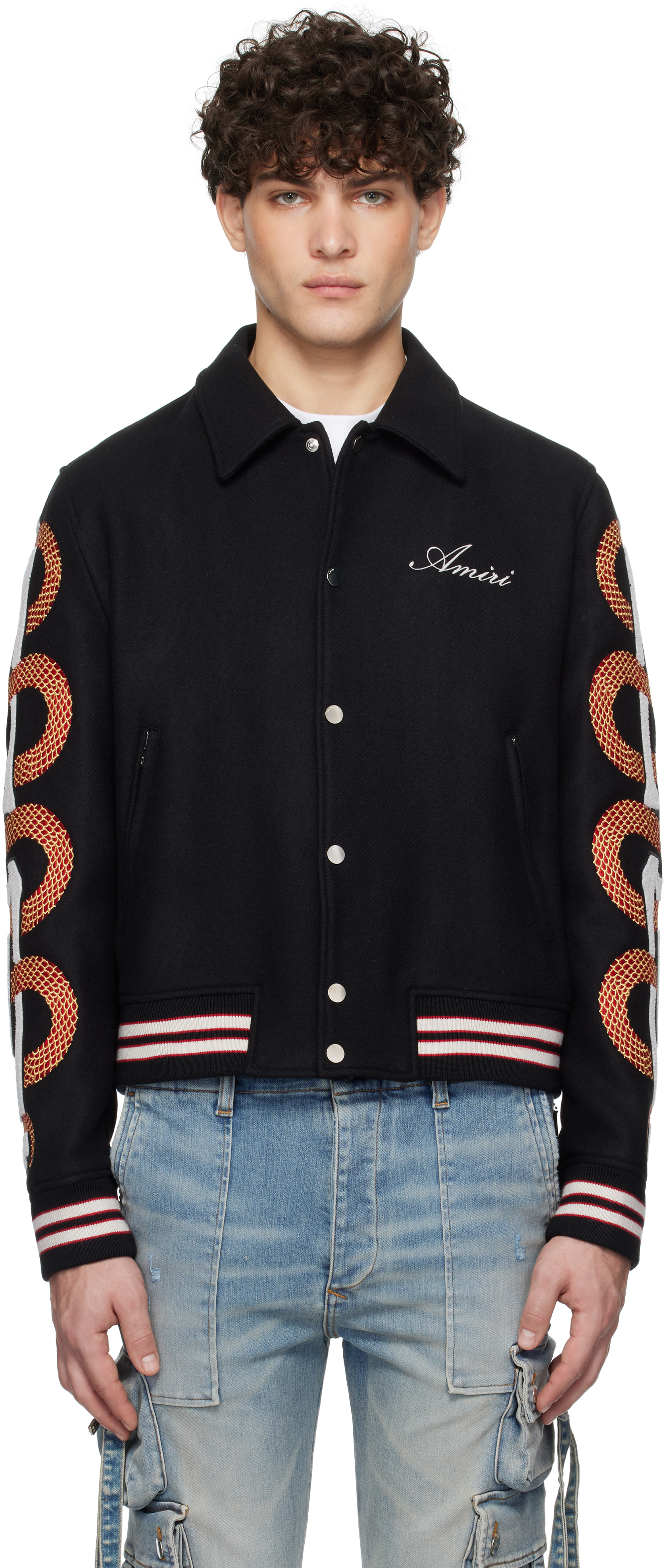 Black Snake Bones Bomber Jacket