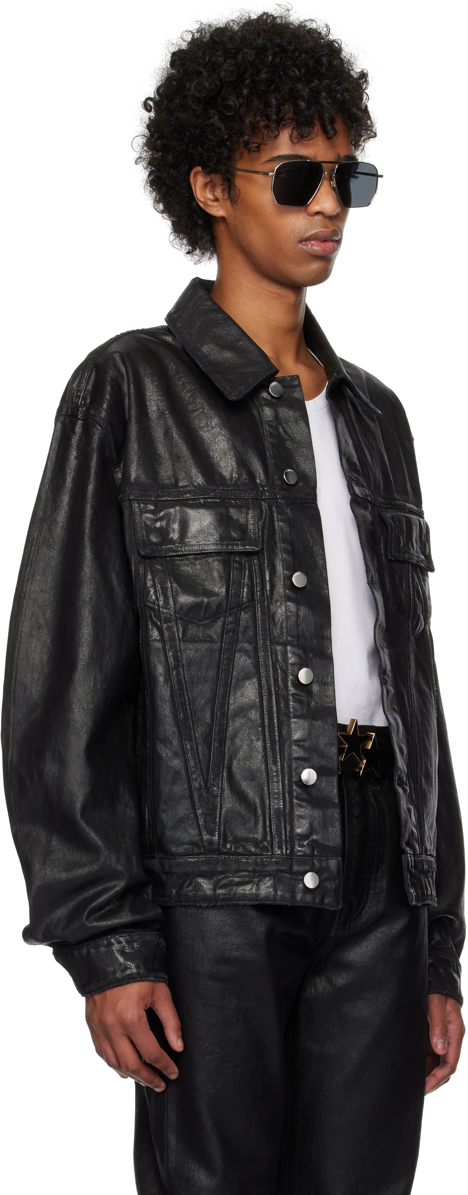 Amiri Black Bones Leather Bomber Jacket In Black Wax