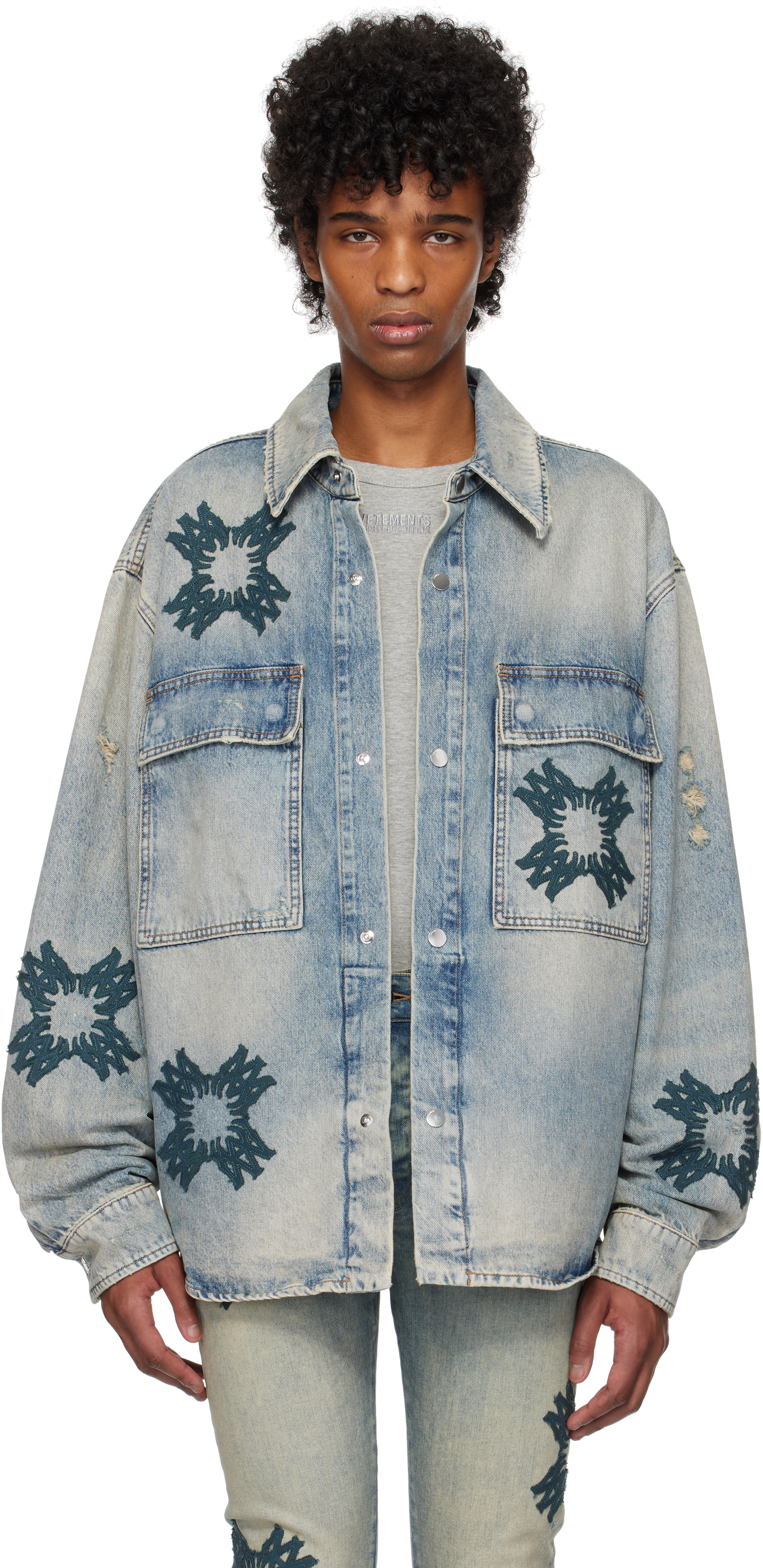 Blue MA Quad Appliqué Denim Overshirt