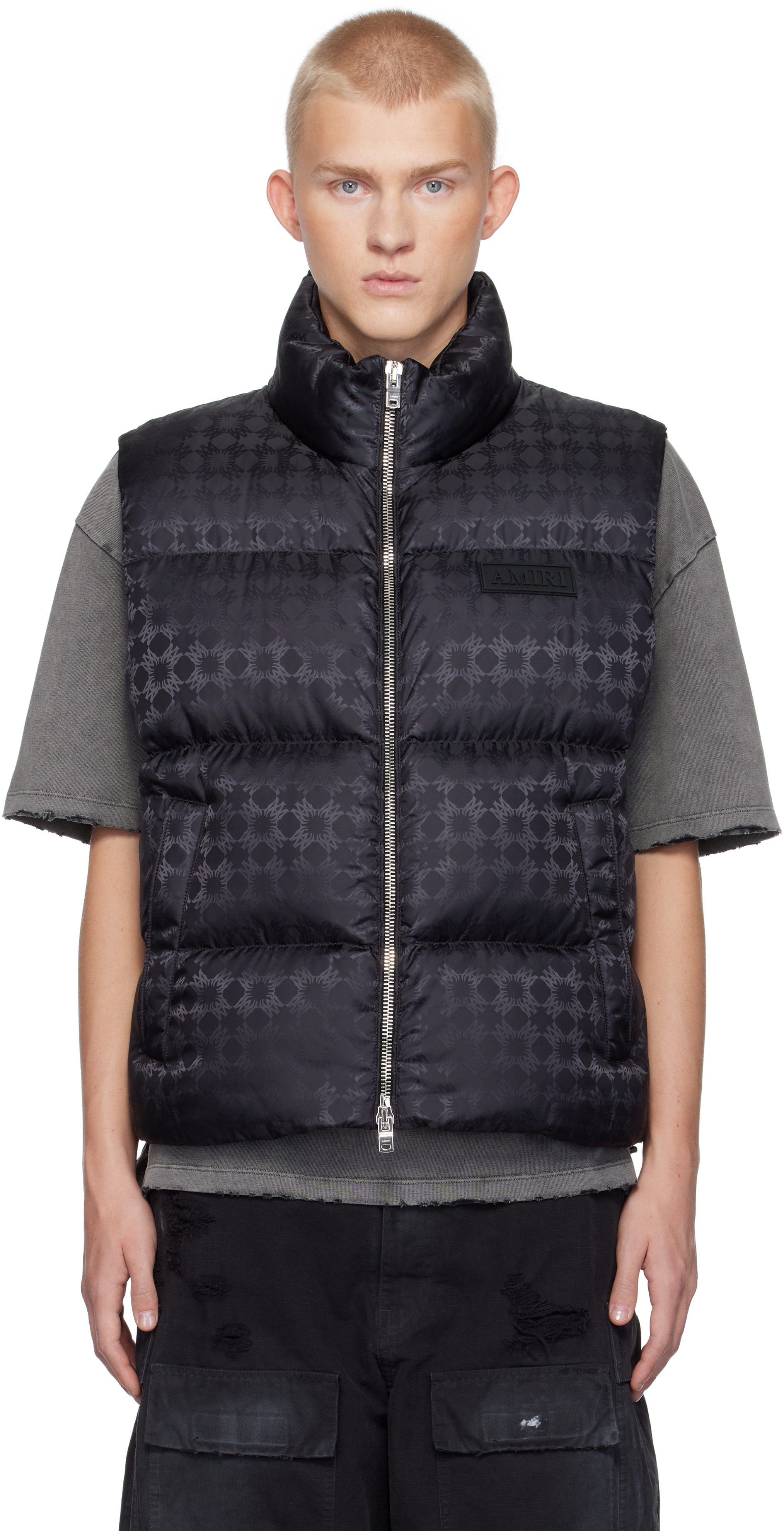 Shop Amiri Black Ma Quad Jacquard Down Vest