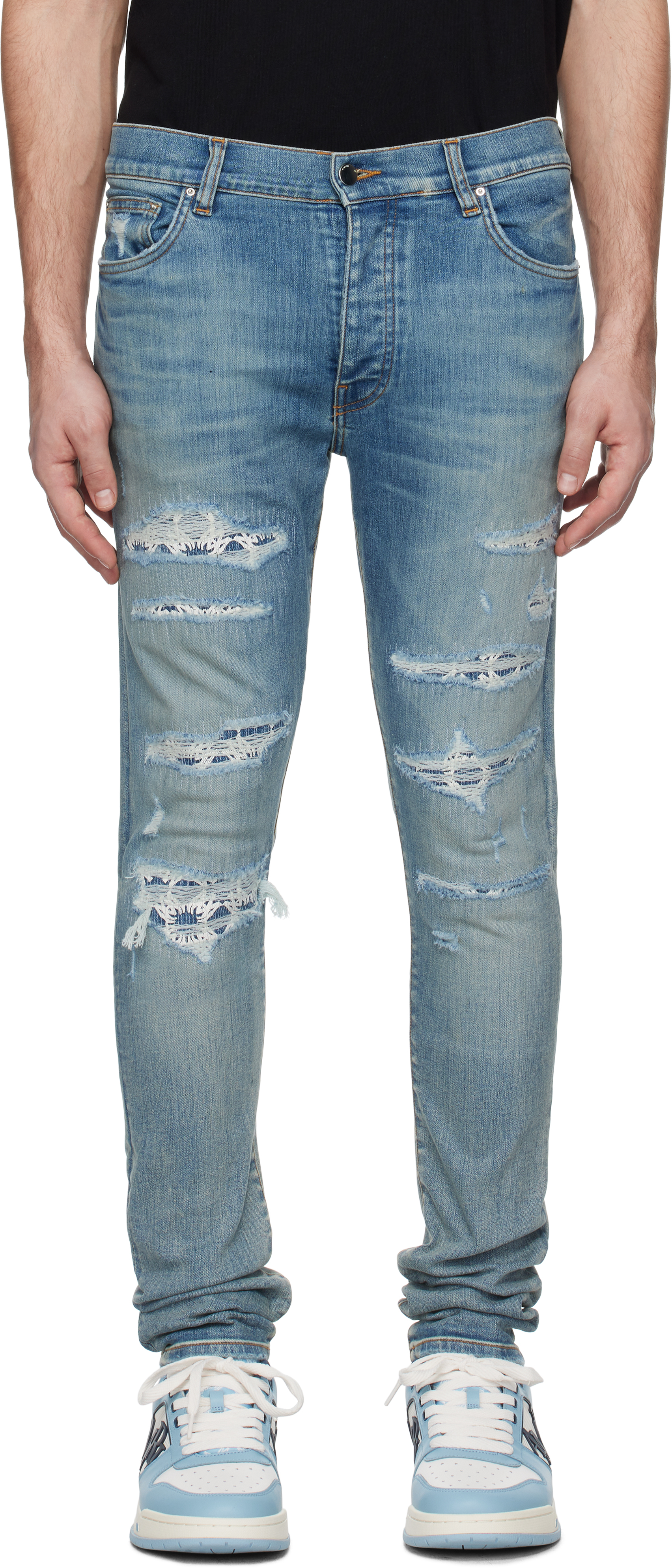 Blue MA Quad Repaired Skinny Jeans