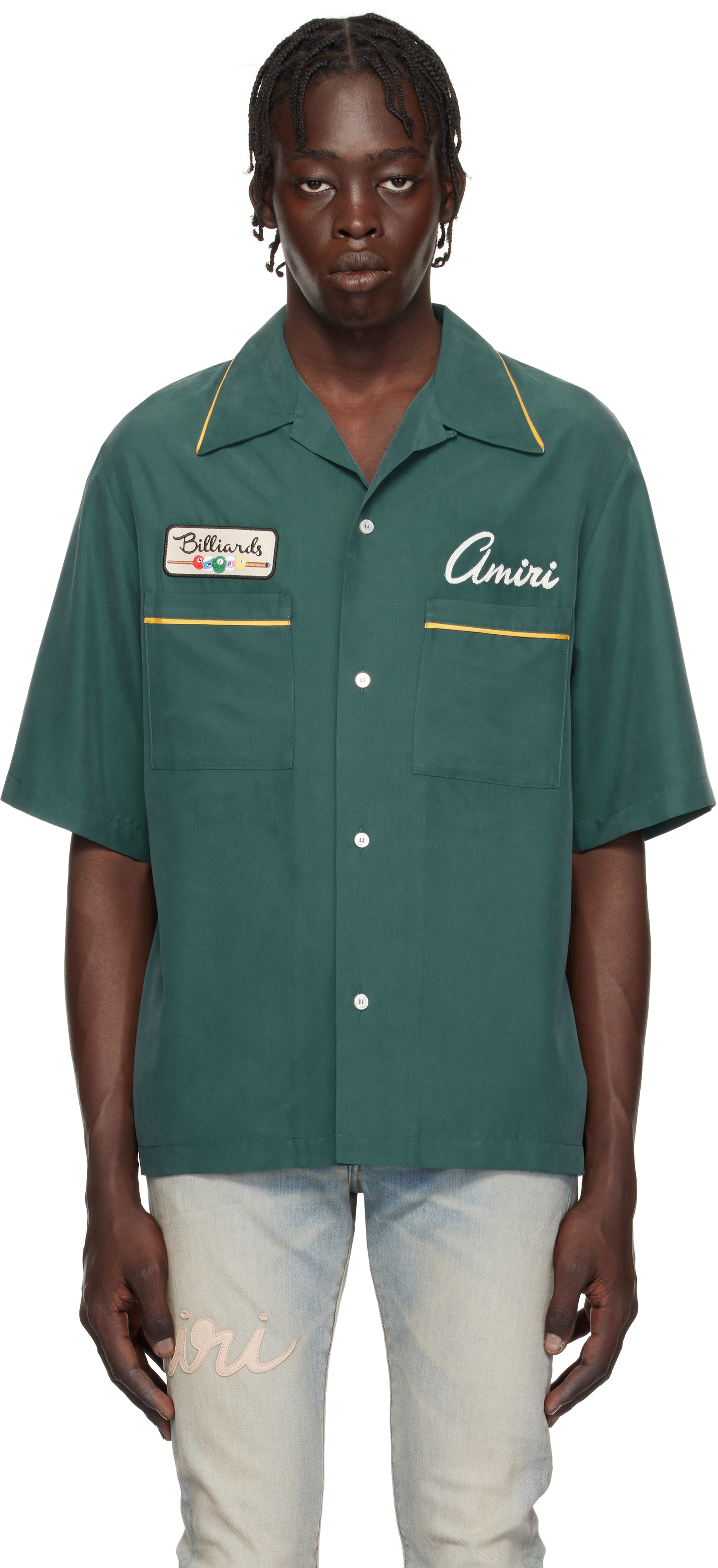 Green 'Billiards Club' Camp Shirt