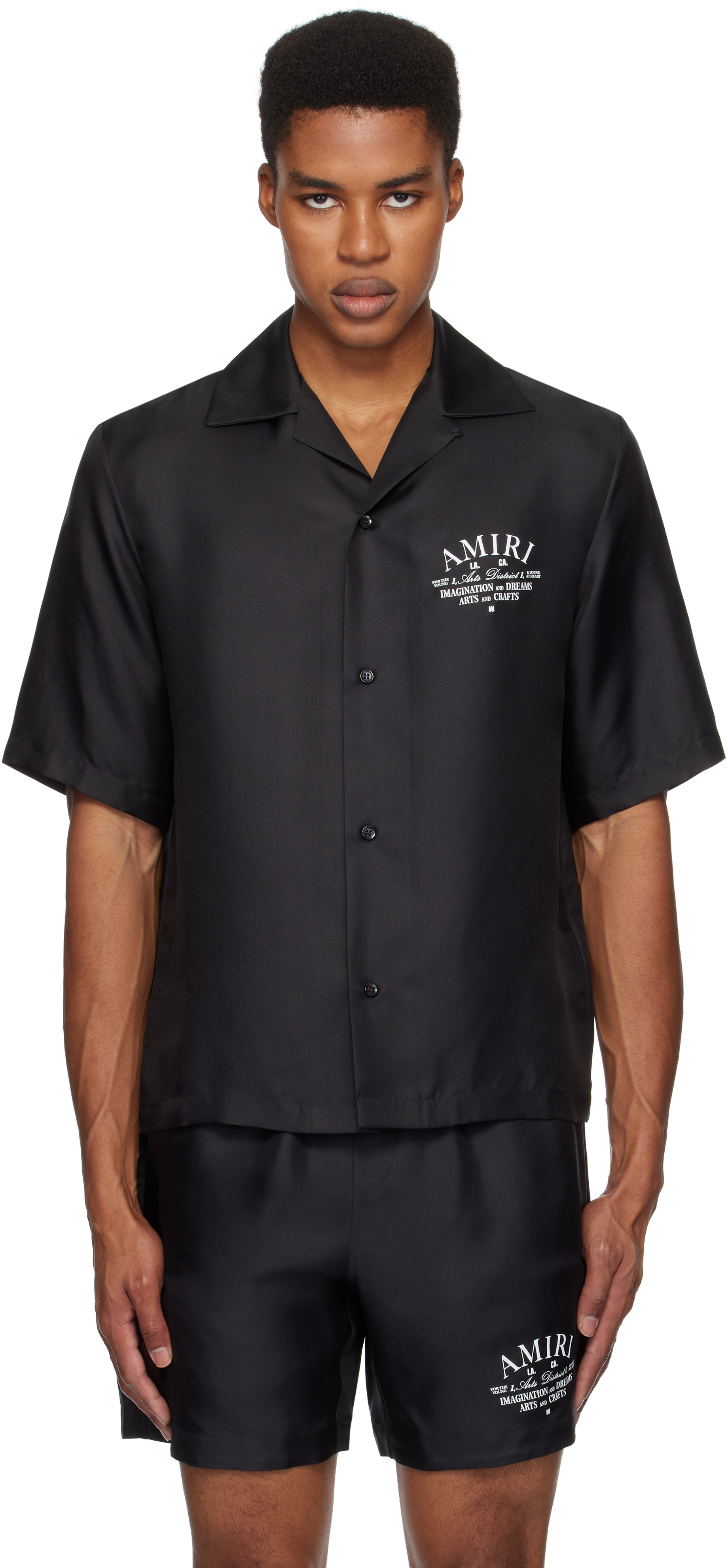 AMIRI: Black 'Arts District' Bowling Shirt | SSENSE