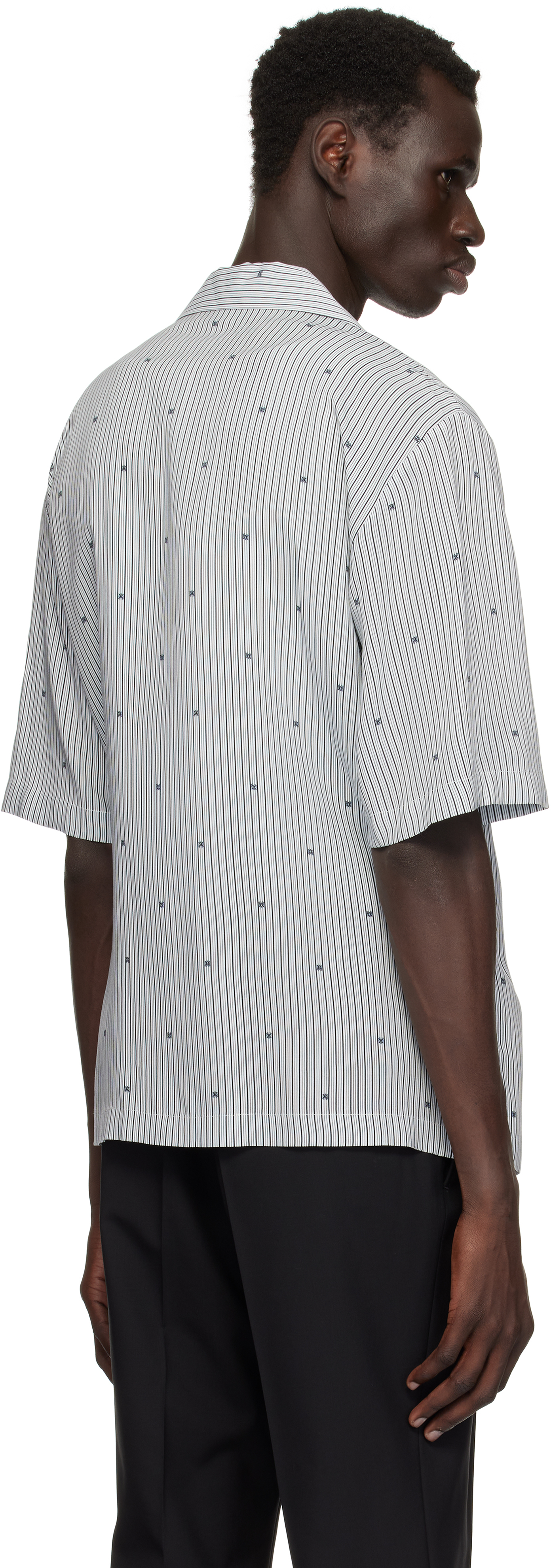 Amiri Ma Pinstripe Camp Shirt In Black