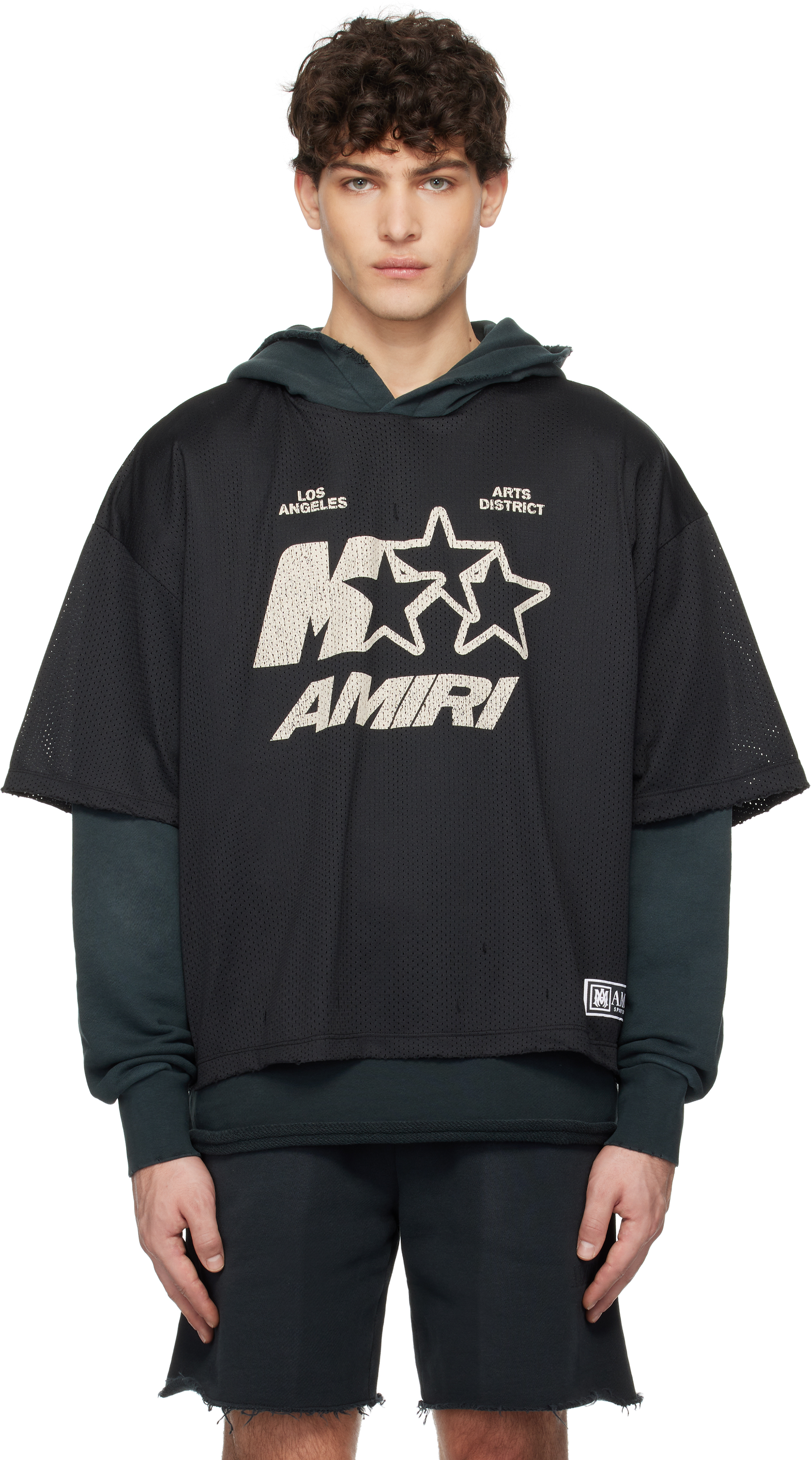 Black MA Star Mesh Hoodie