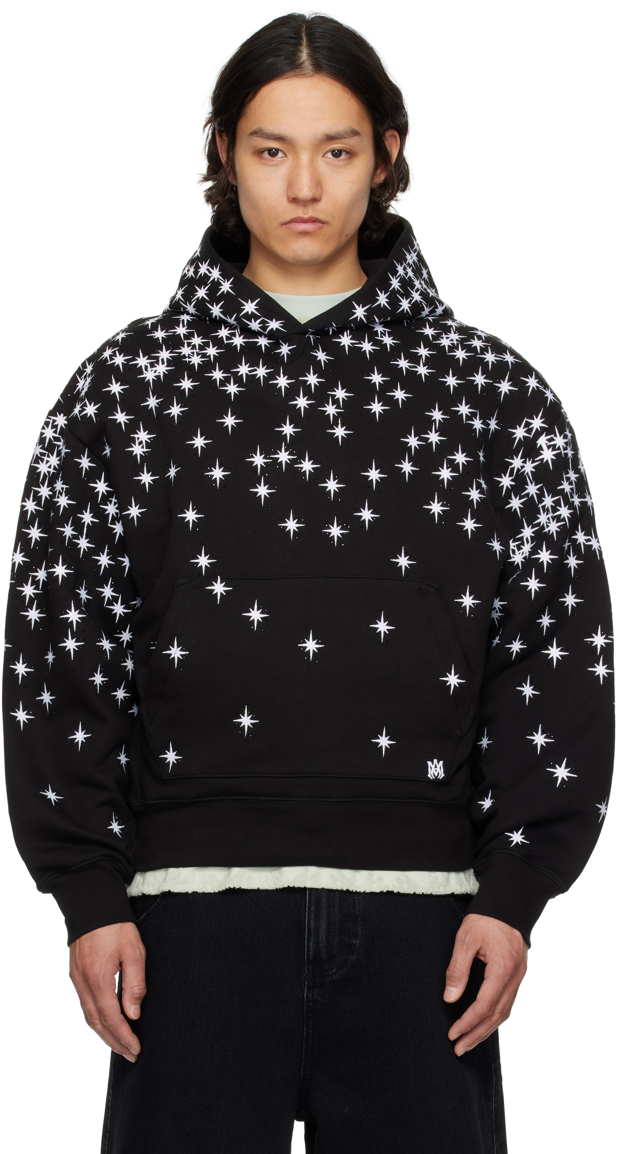 【関税込み】AMIRI ブラック Starburst Crystal フーディ CRYSTAL MA-1 - Black | AMIRI