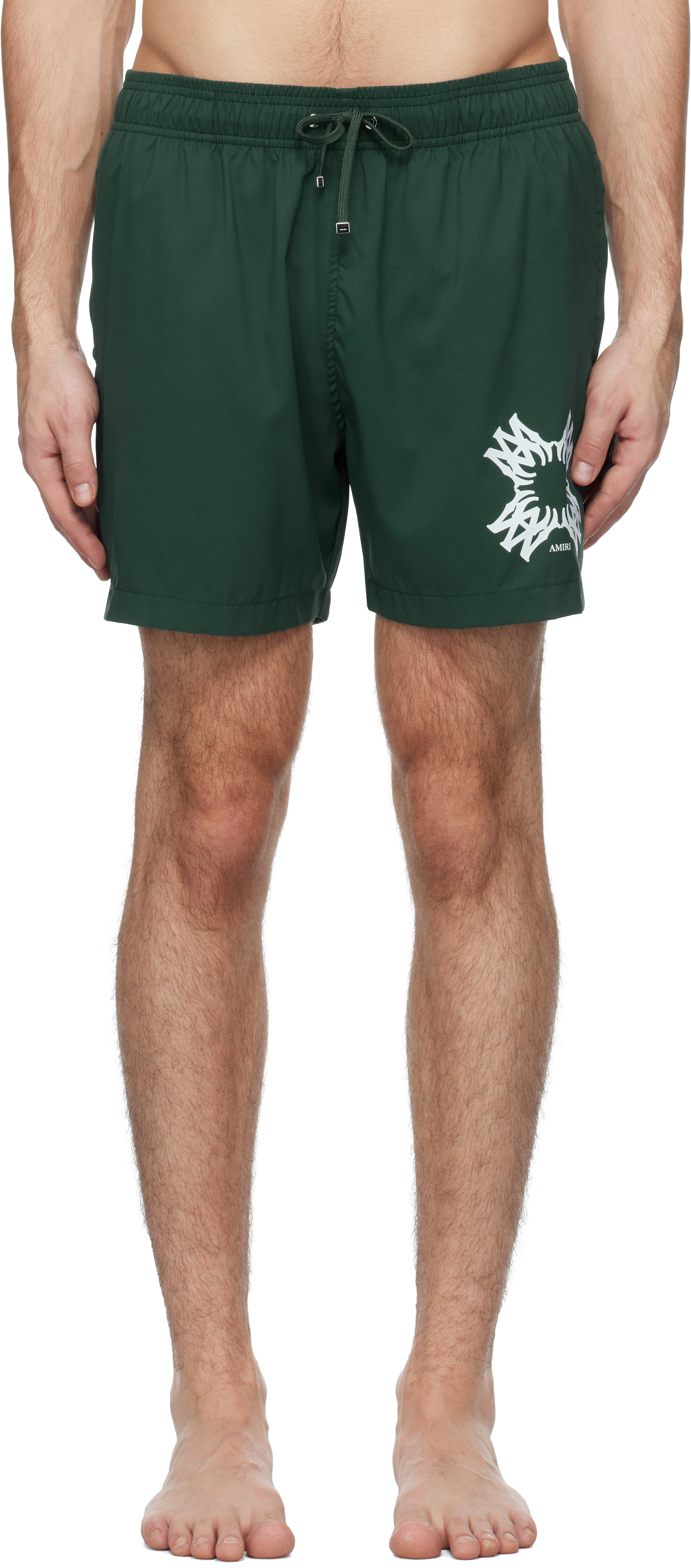 AMIRI: Green MA Quad Swim Shorts | SSENSE AMIRI: Green MA Quad Swim Shorts | SSENSE