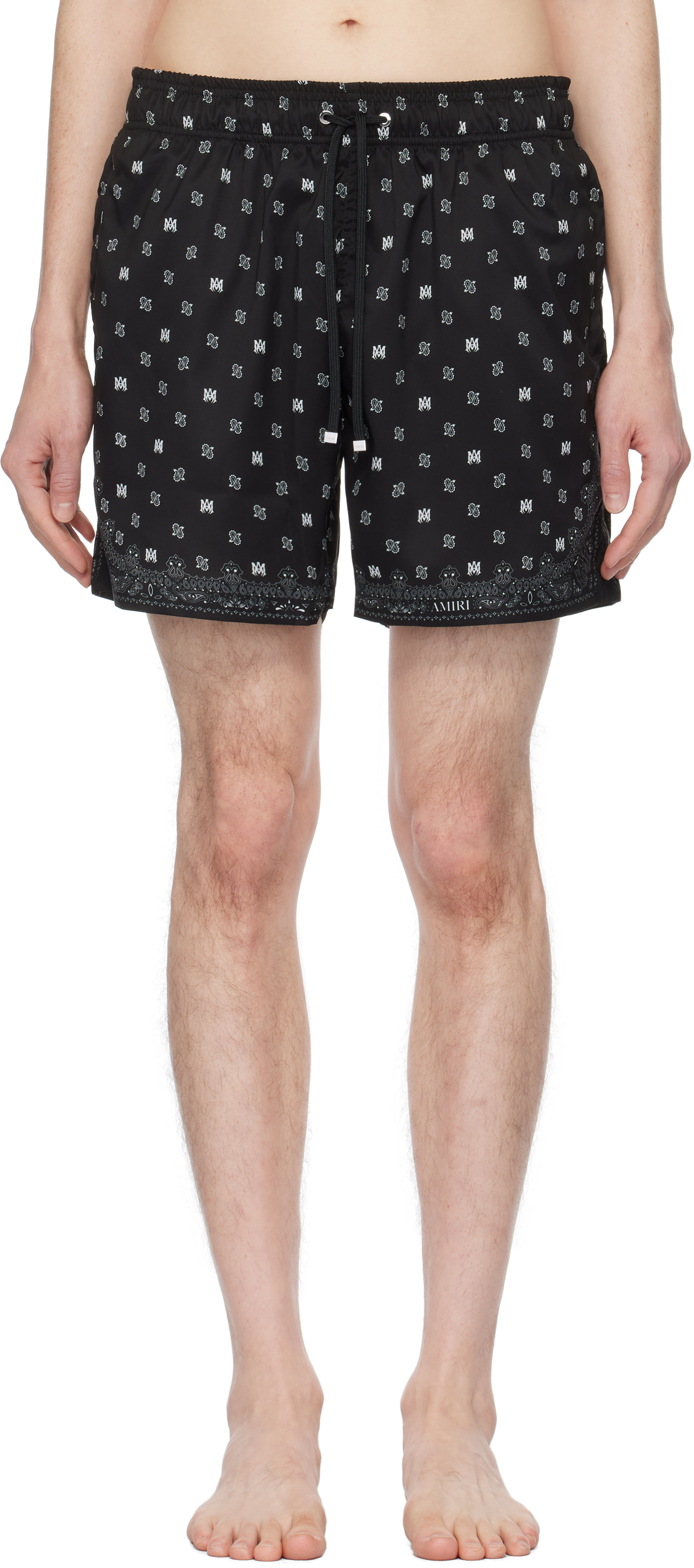 Black MA Paisley Swim Shorts