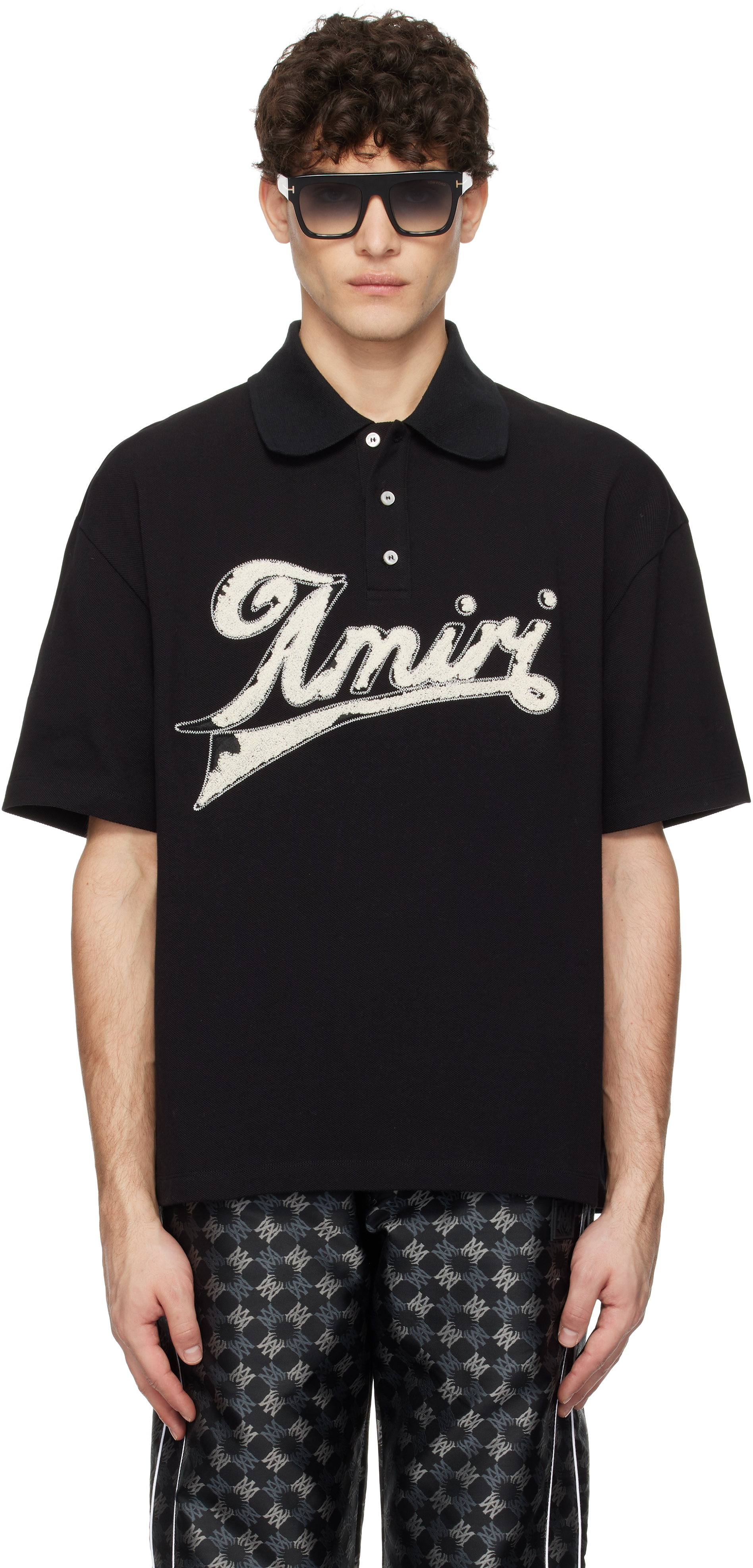 Black Distressed 'Amiri' Polo