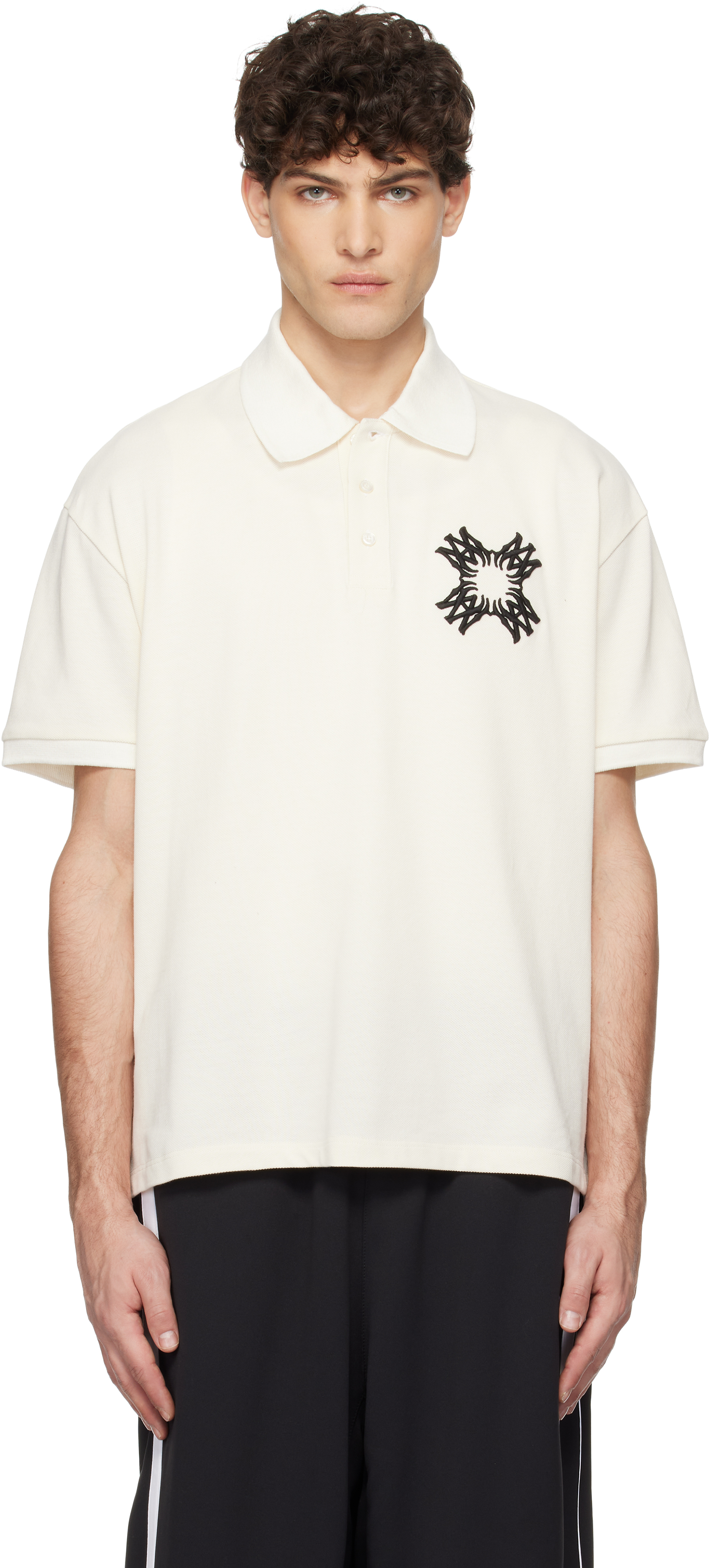 Black Embroidered MA Quad Polo