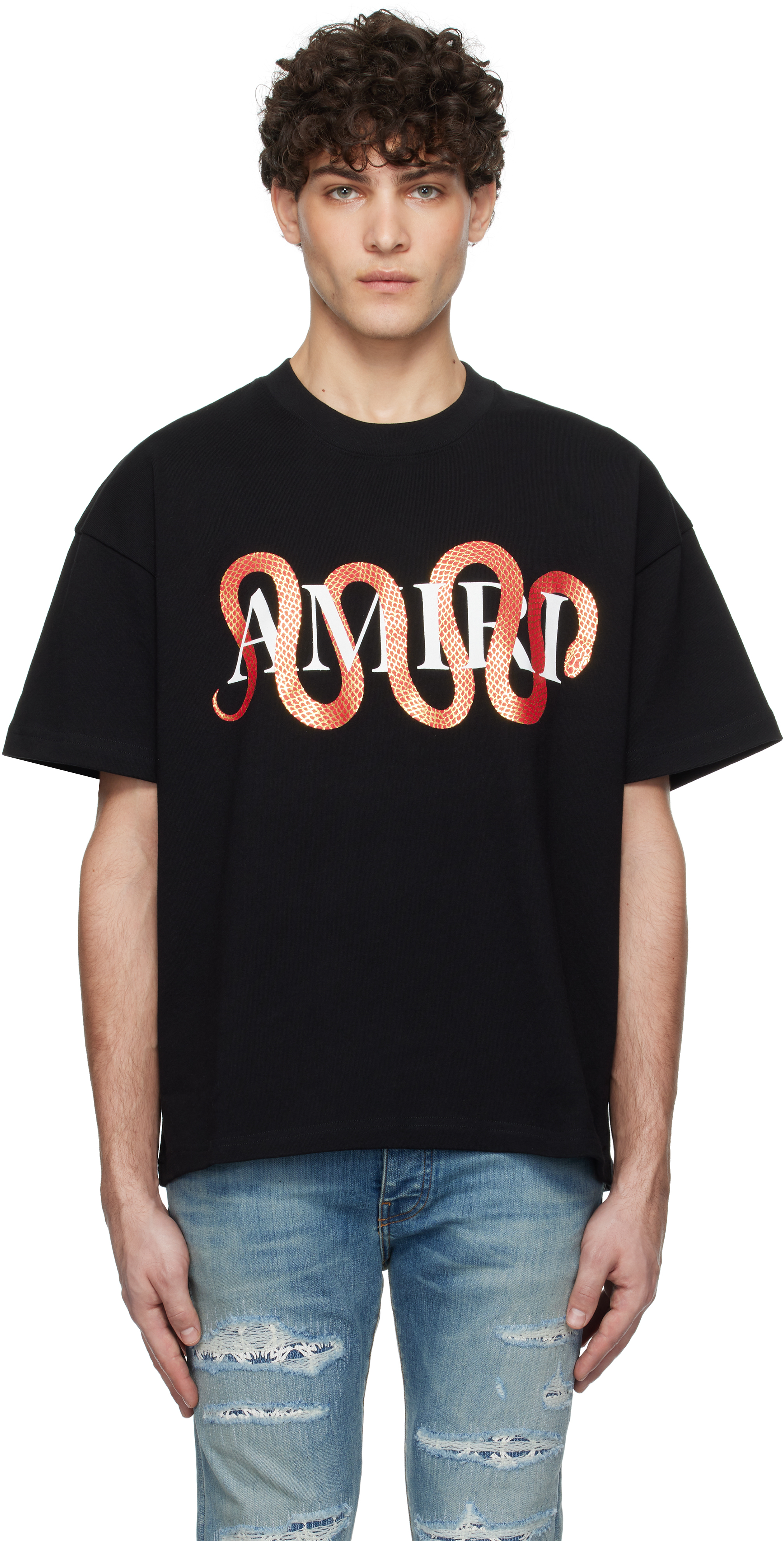 Black Snake T-shirt by AMIRI on Sale