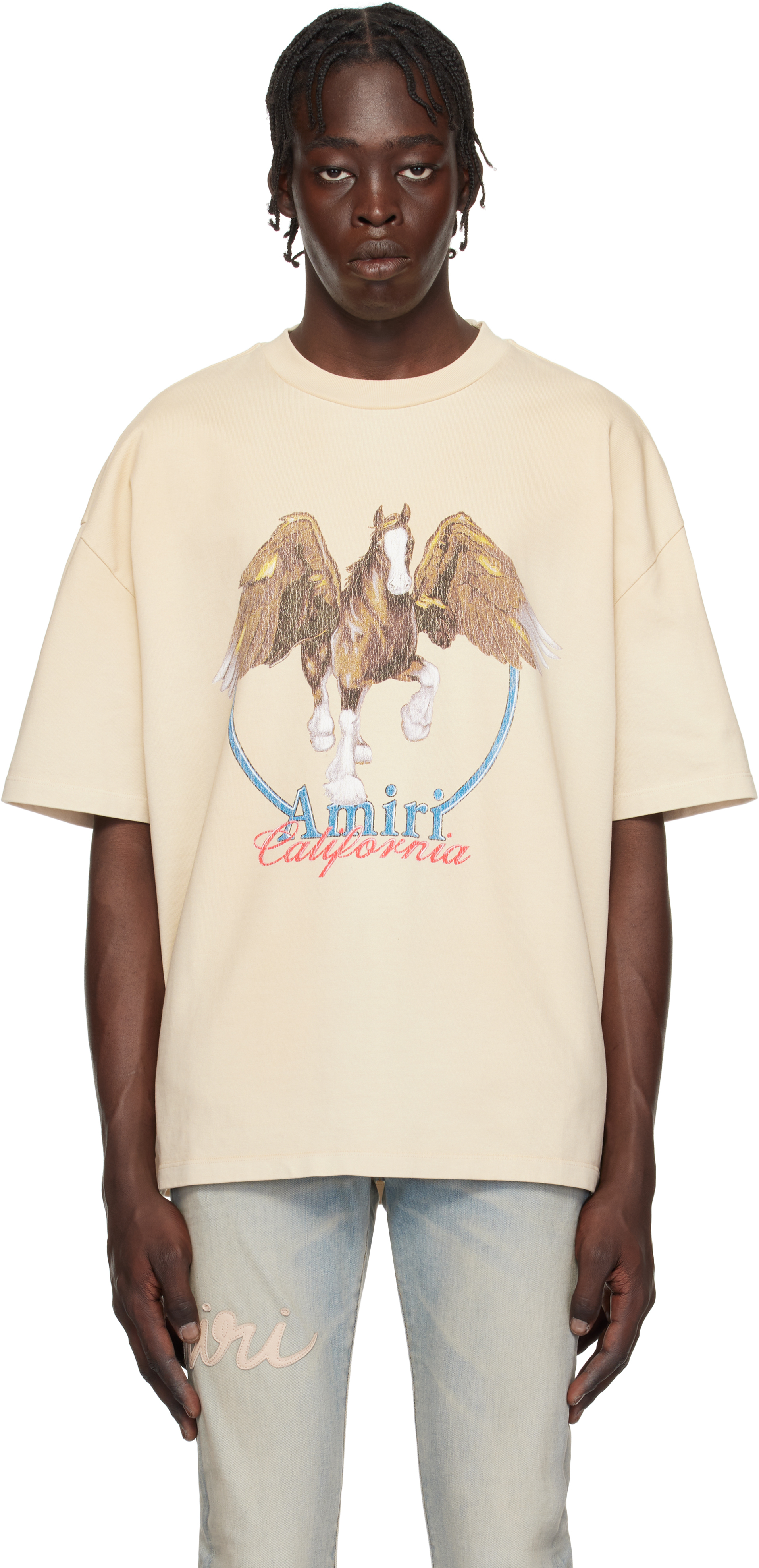 Beige Vintage Wash Pegasus T-shirt by AMIRI on Sale