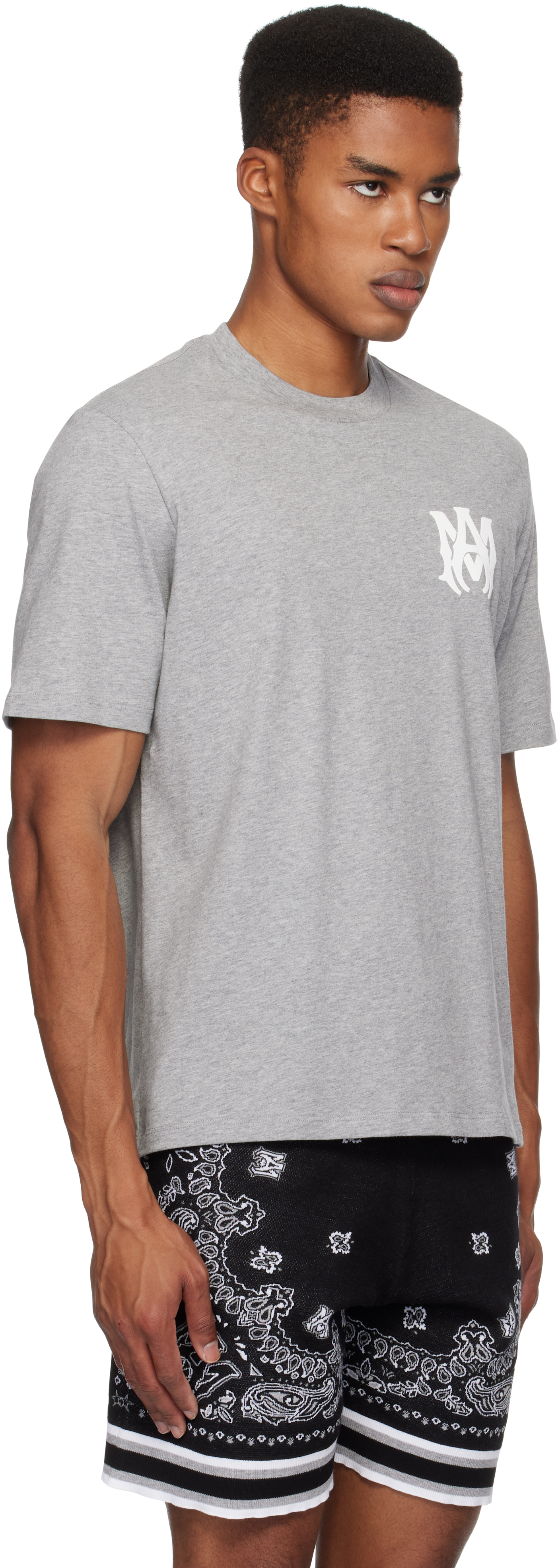 Amiri Heathered Grey Ma Core Logo T-shirt In Grey