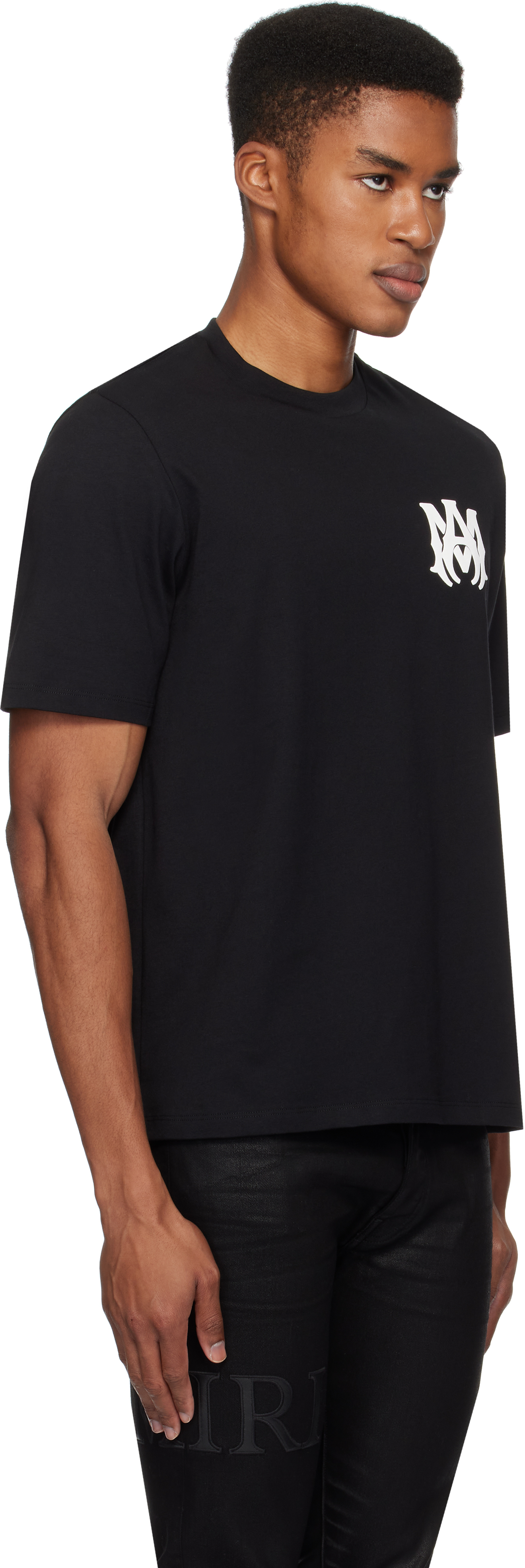 Amiri Jazz Wolf Black Crewneck T-shirt With Logo Lettering On The Front And Maxi Print On The Rear In Cott In Black