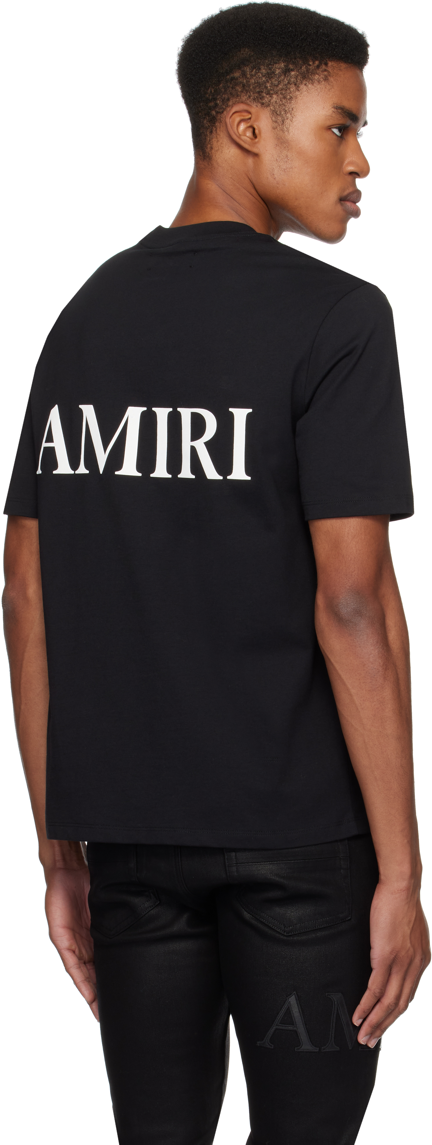 Amiri Jazz Wolf Black Crewneck T-shirt With Logo Lettering On The Front And Maxi Print On The Rear In Cott In Black