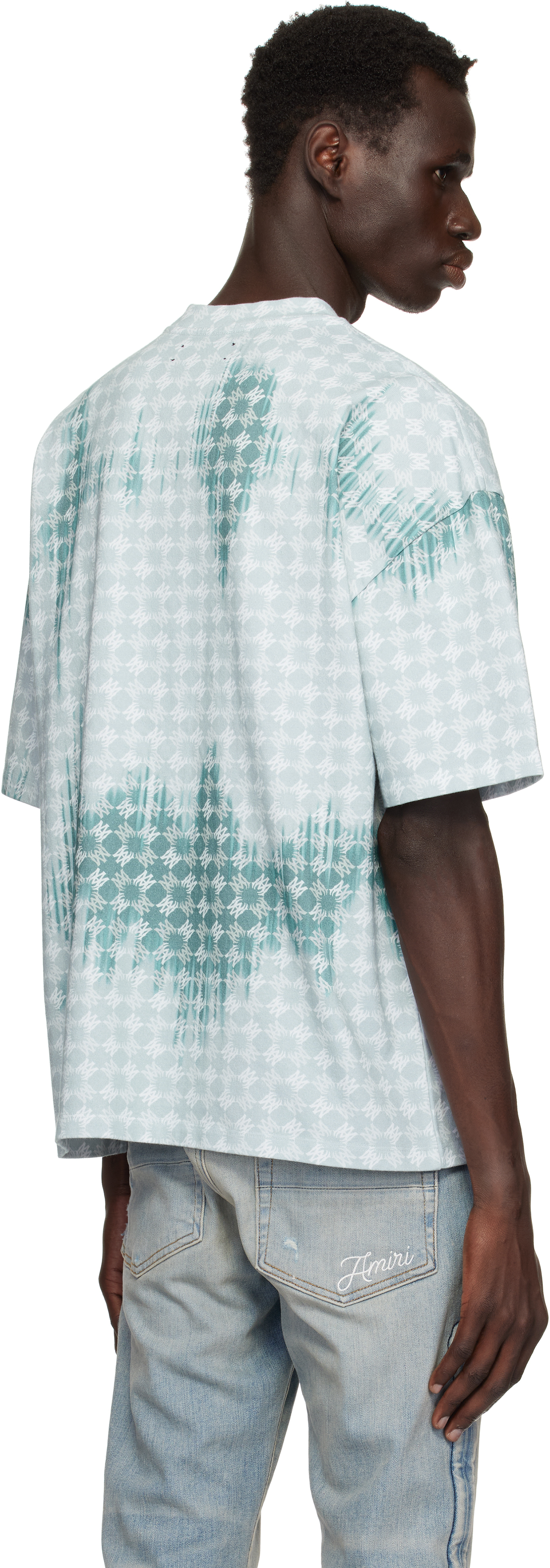 Amiri Blue Ma Quad Bleached Oversized T-shirt In Marine