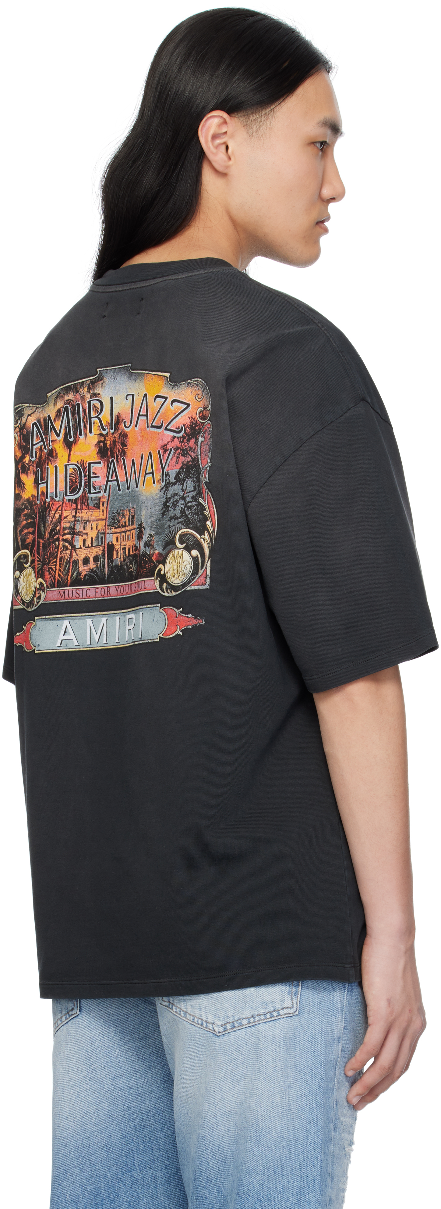 Amiri Jazz Hideaway Logo-print Cotton T-shirt In Black