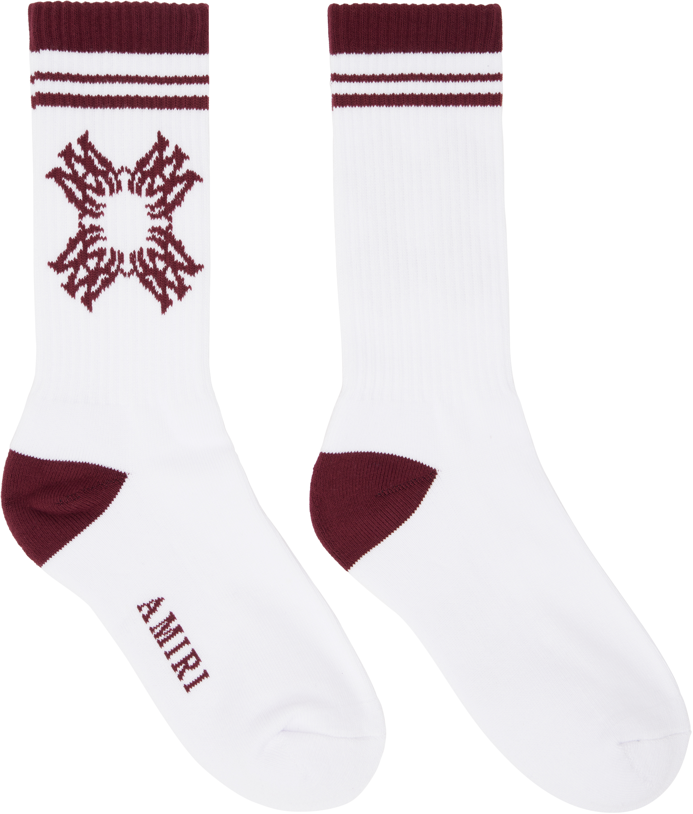 White & Red 'MA' Quad Socks