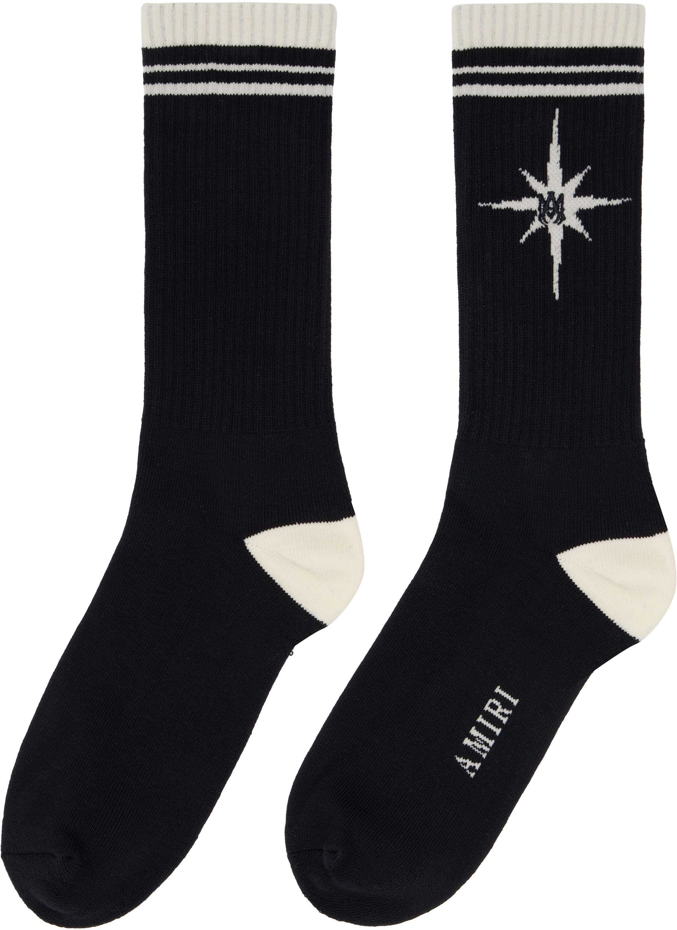 AMIRI BLACK & OFF-WHITE STARBURST SOCKS