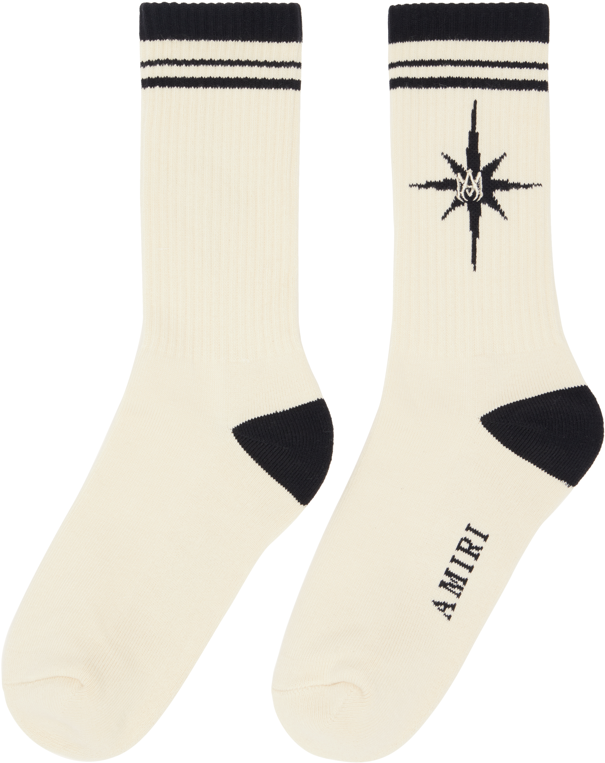 Shop Amiri Off-white & Black Starburst Socks In Alabaster