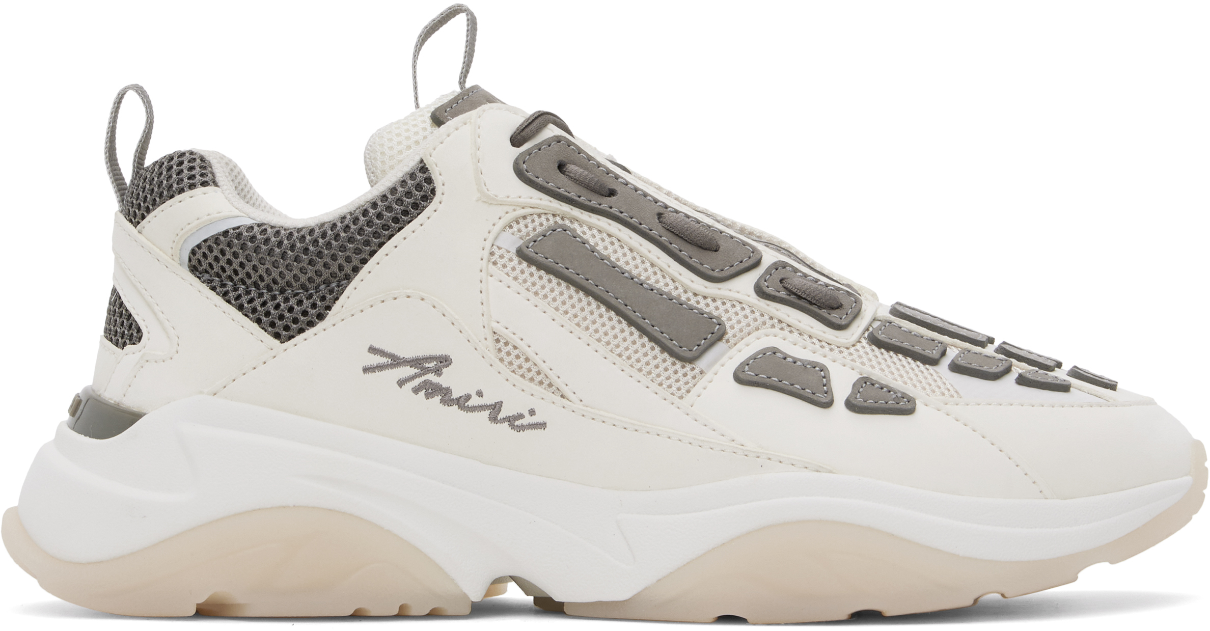 AMIRI: White & Gray Bone Runner Sneakers | SSENSE AMIRI: White & Gray Bone Runner Sneakers | SSENSE