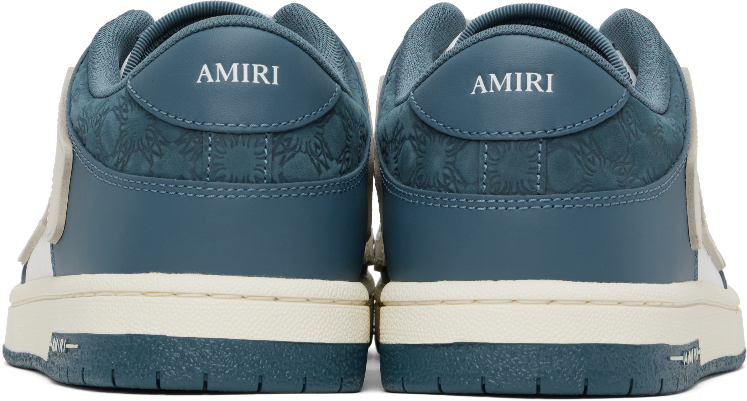 AMIRI WHITE & NAVY DEBOSSED MA QUAD SKEL TOP LOW SNEAKERS