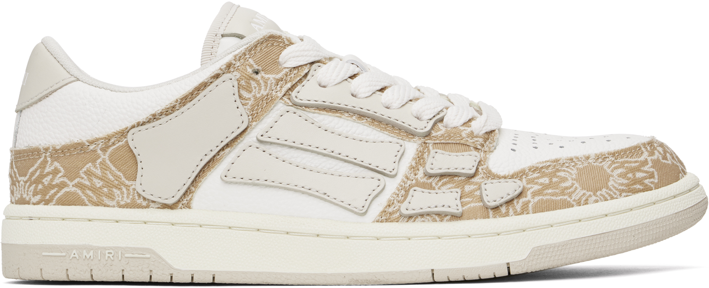 Beige & White MA Quad Skel Top Low Sneakers