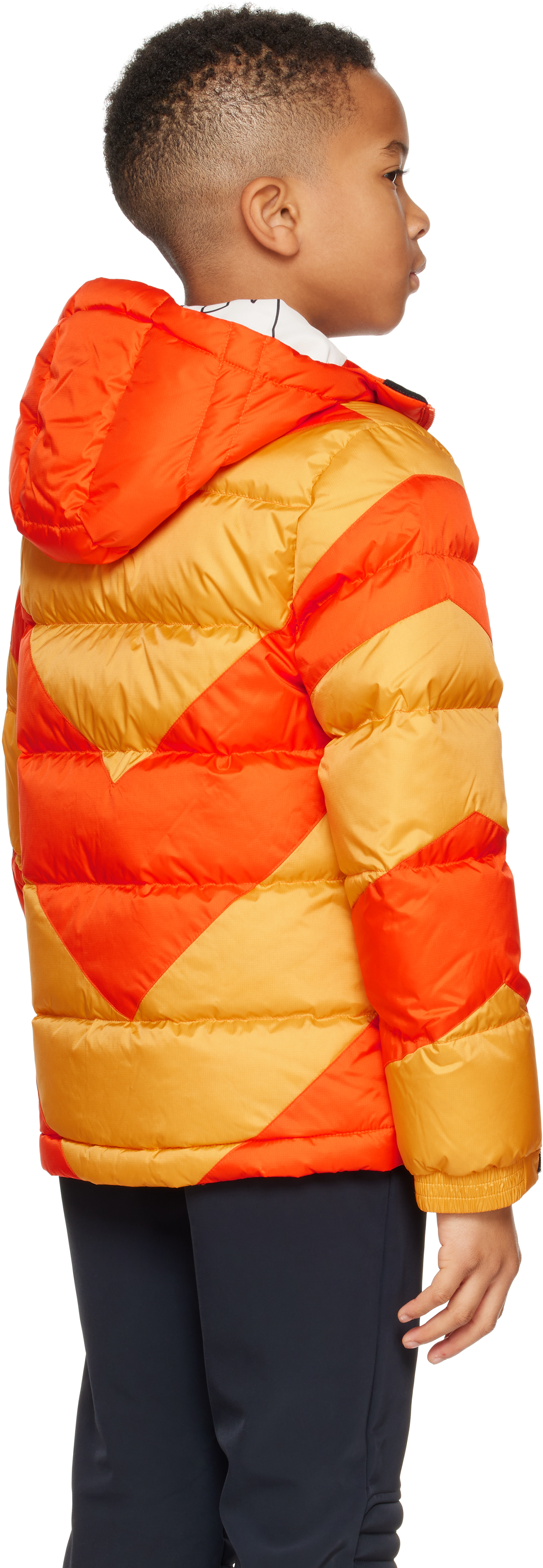 Perfect Moment Kids Orange & Yellow Super Mojo Down Jacket In Chevron Canary Yello