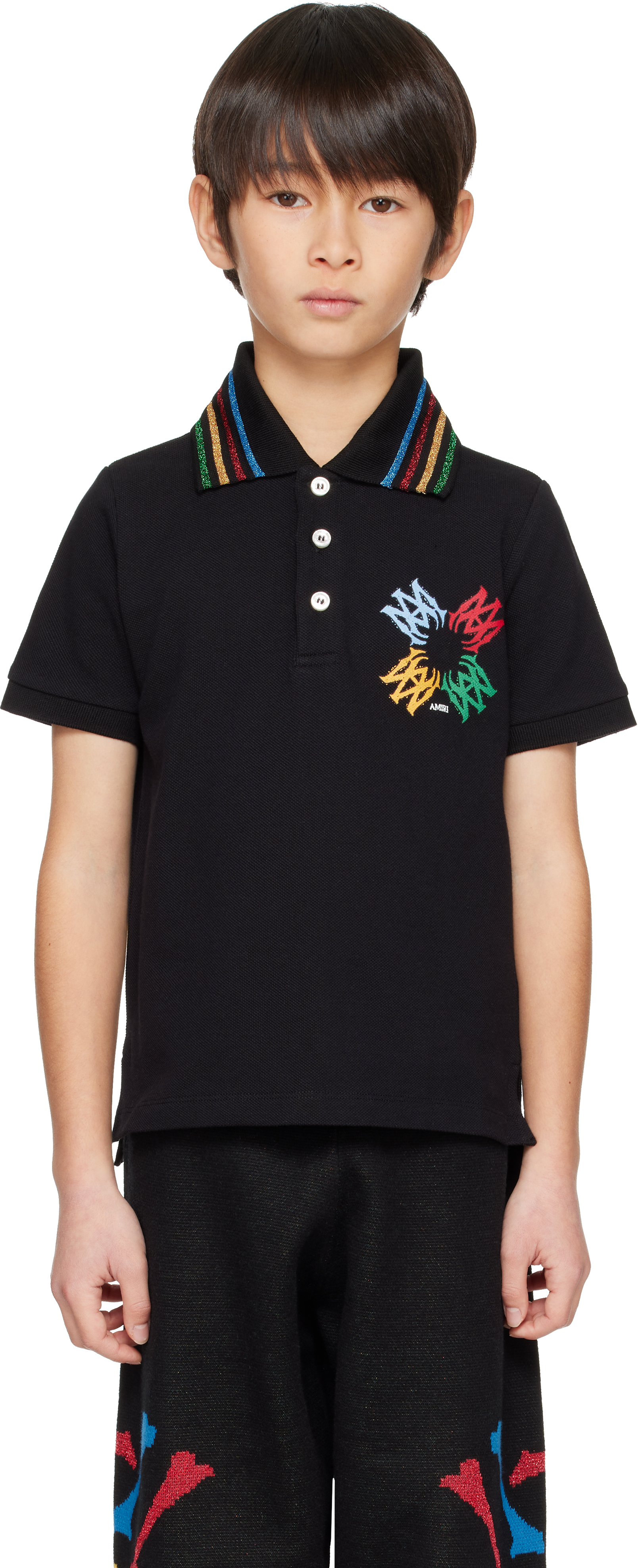 Kids Black MA Quad Scribble Polo