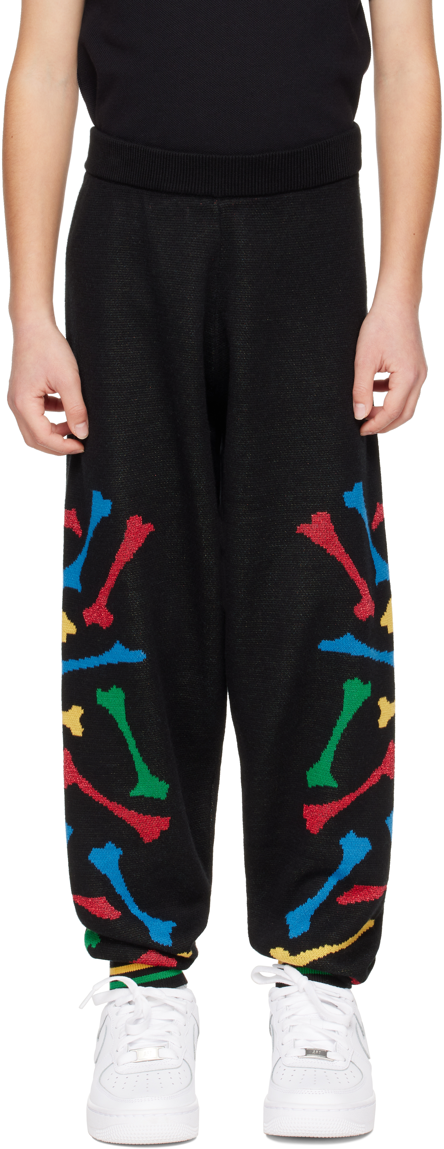Amiri Kids Black Bones Stacked Sweatpants