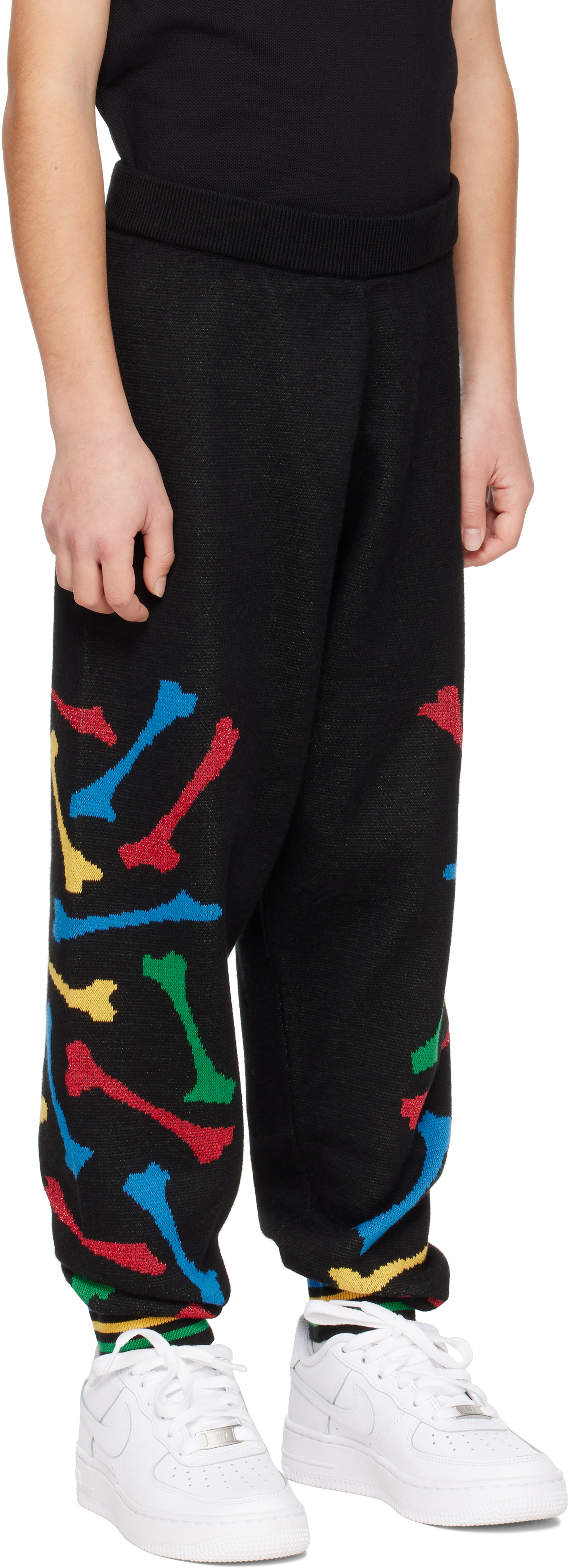 Amiri Kids Black Bones Stacked Sweatpants In Black
