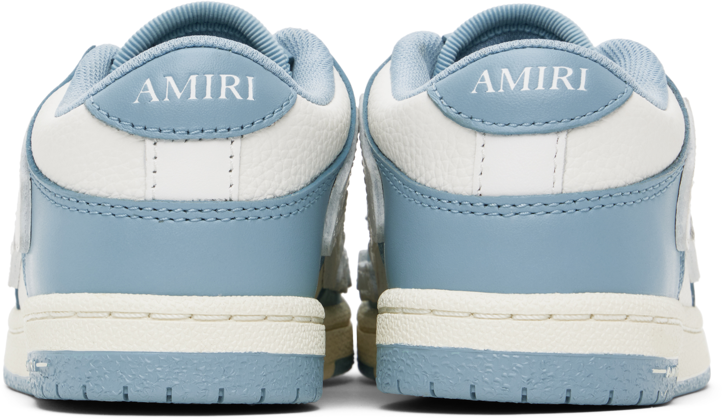 Amiri Kid's Skel-top Two-tone Leather Low-top Sneakers, Kids In Ocean Sky