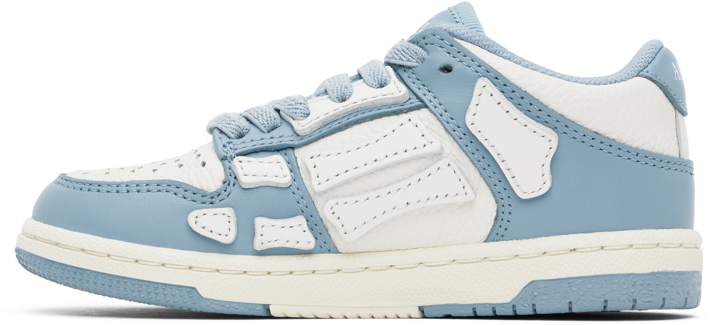 Amiri Kid's Skel-top Two-tone Leather Low-top Sneakers, Kids In Ocean Sky