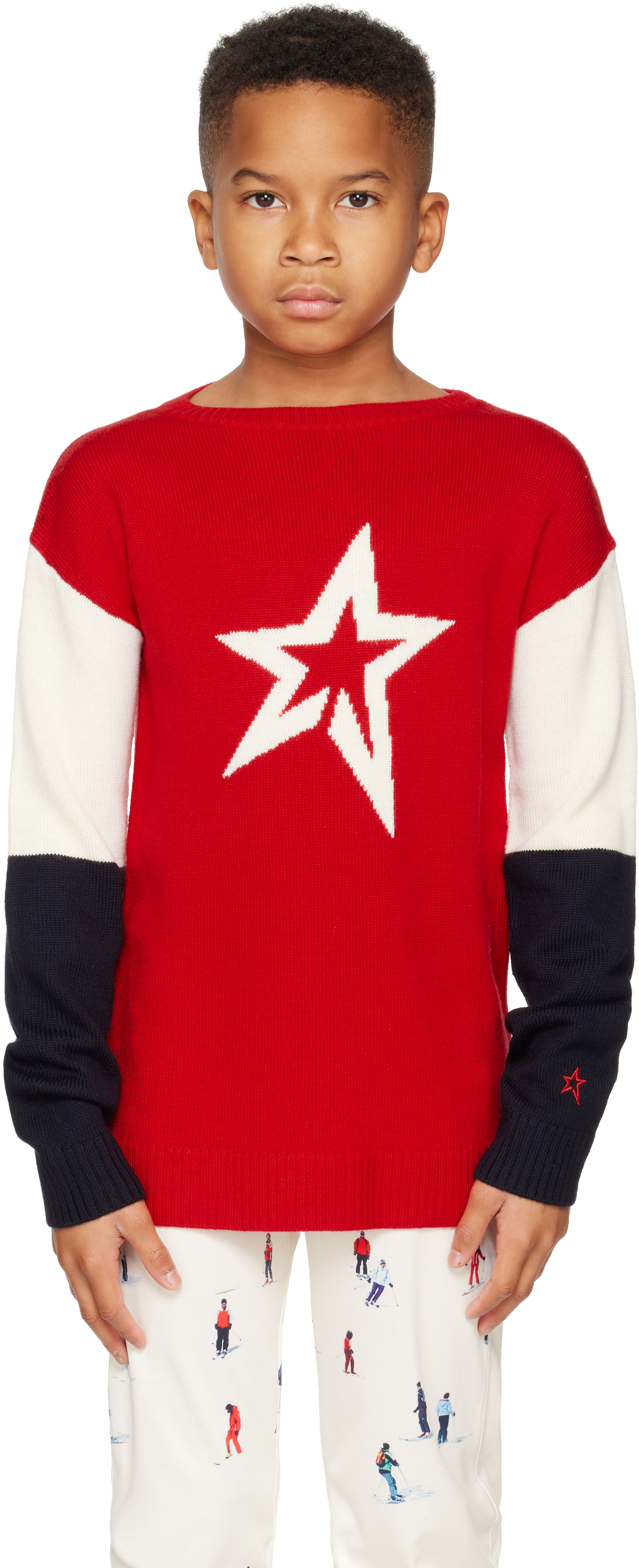Perfect Moment Wool Star Intarsia Sweater In Red