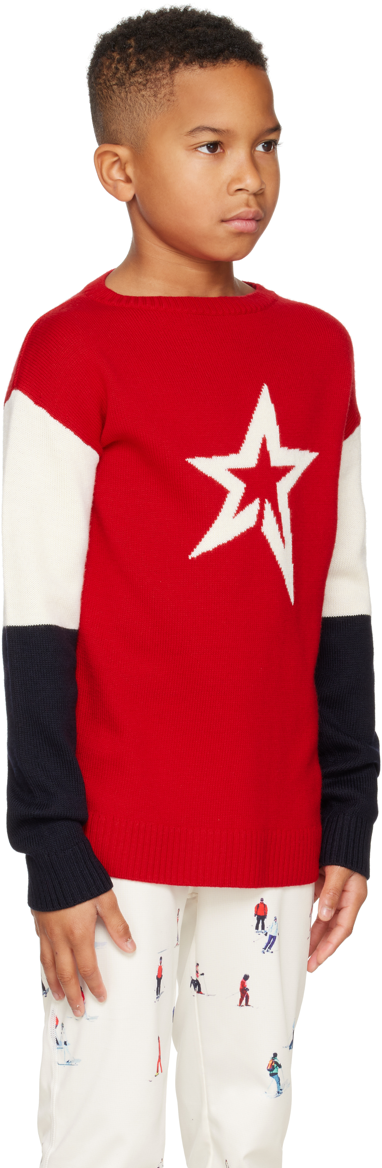 Perfect Moment Wool Star Intarsia Sweater In Red