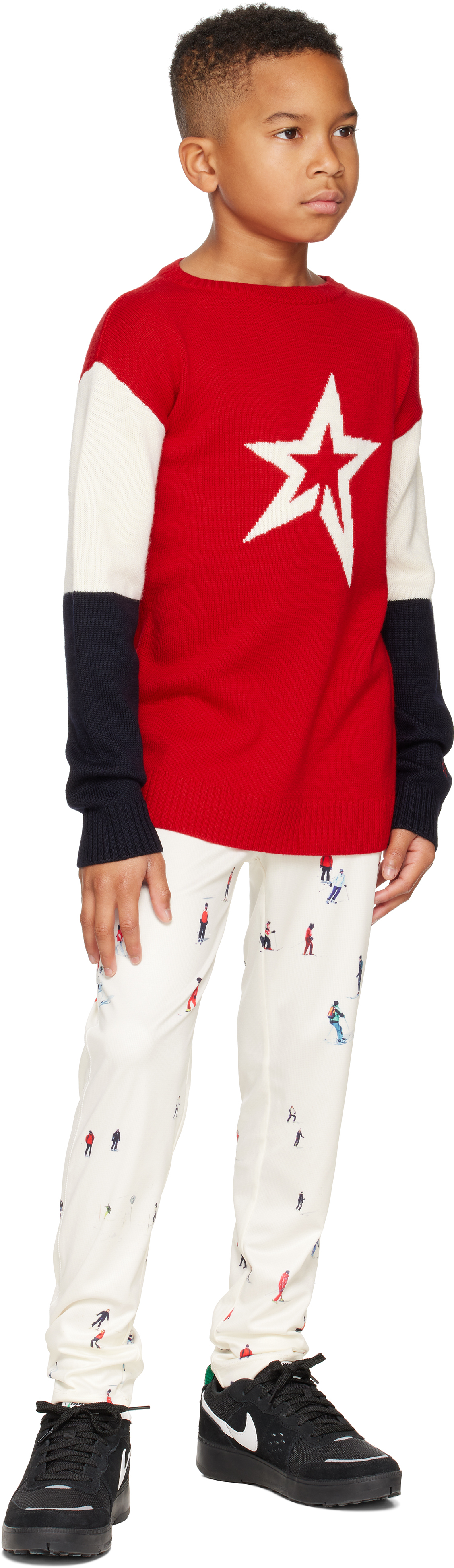 Perfect Moment Wool Star Intarsia Sweater In Red