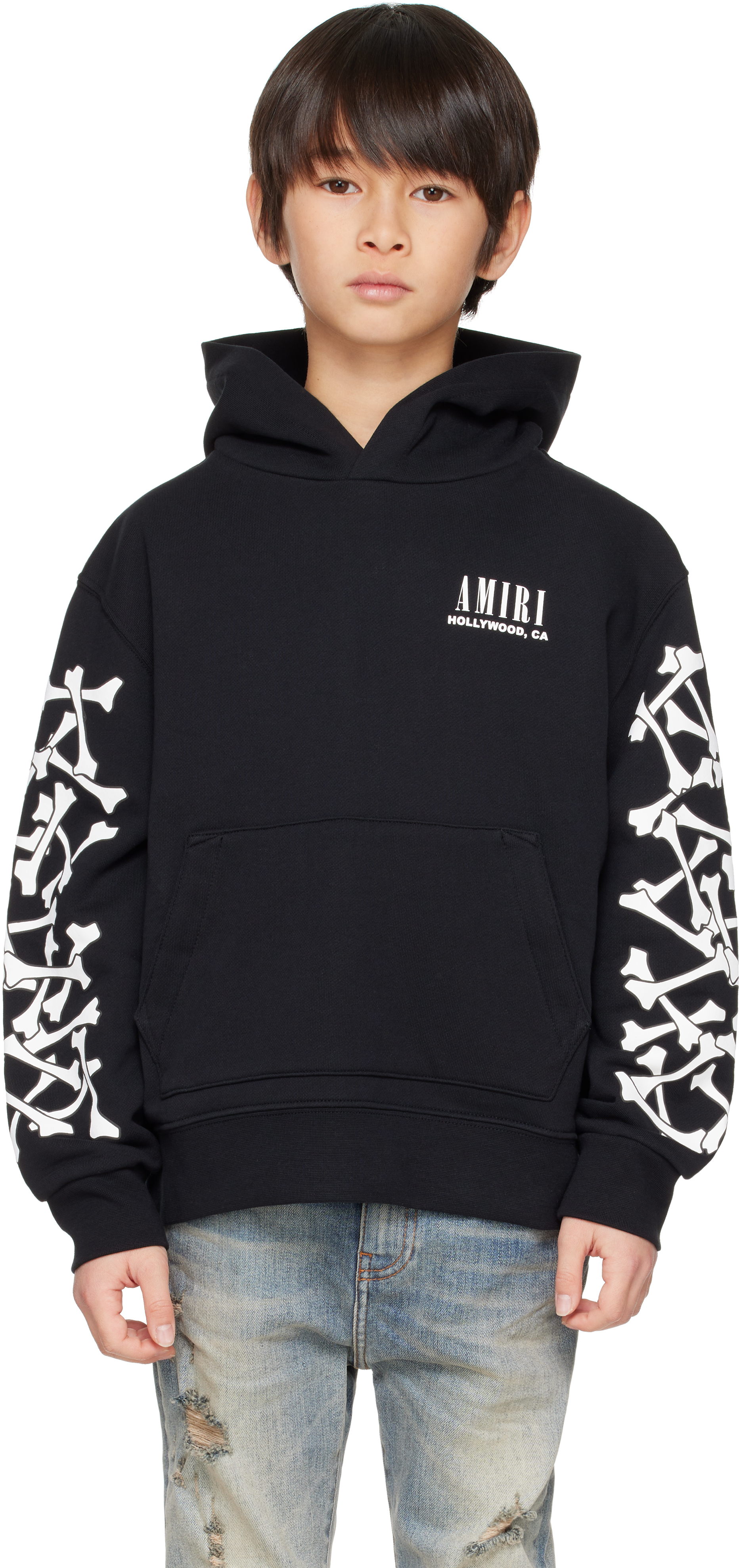 Kids Black Bones Hoodie by AMIRI | SSENSE
