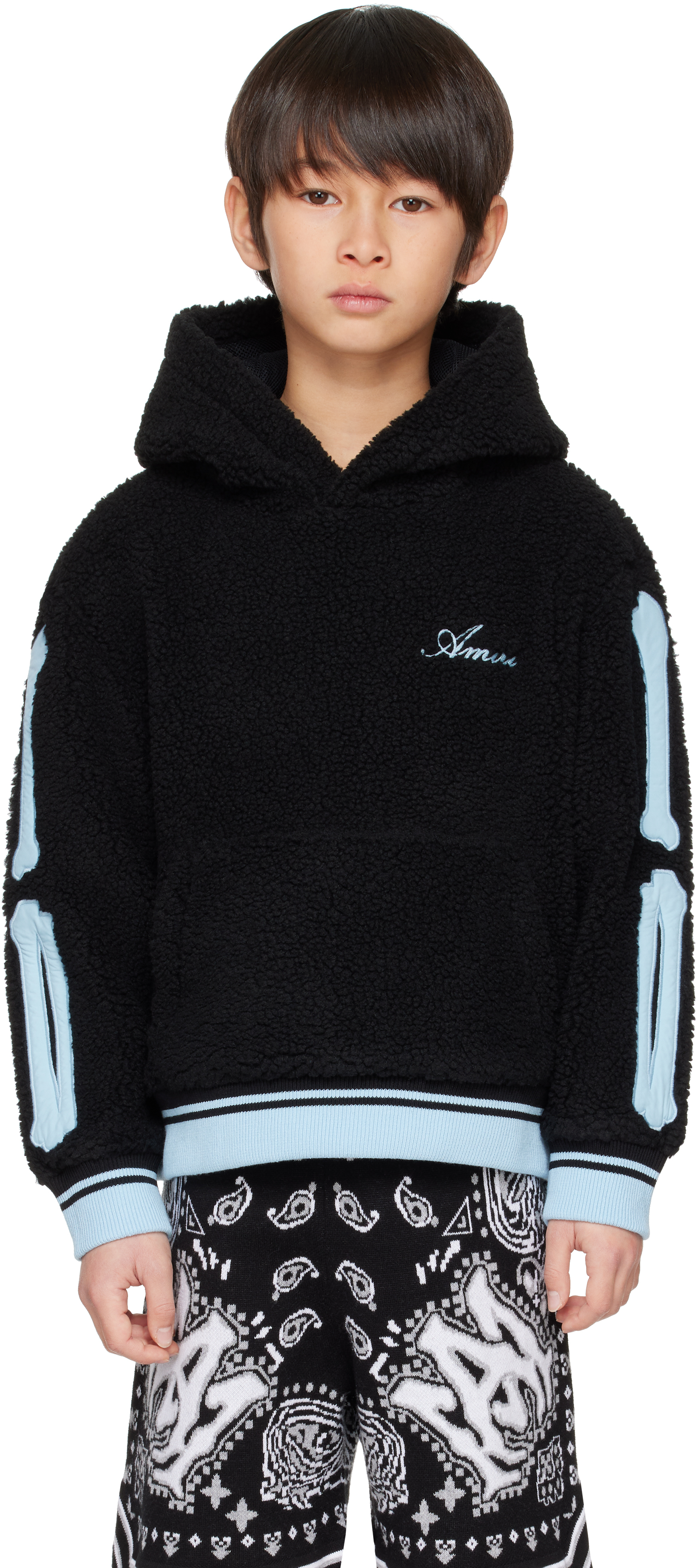 Amiri Kids Black Bones Fleece Hoodie